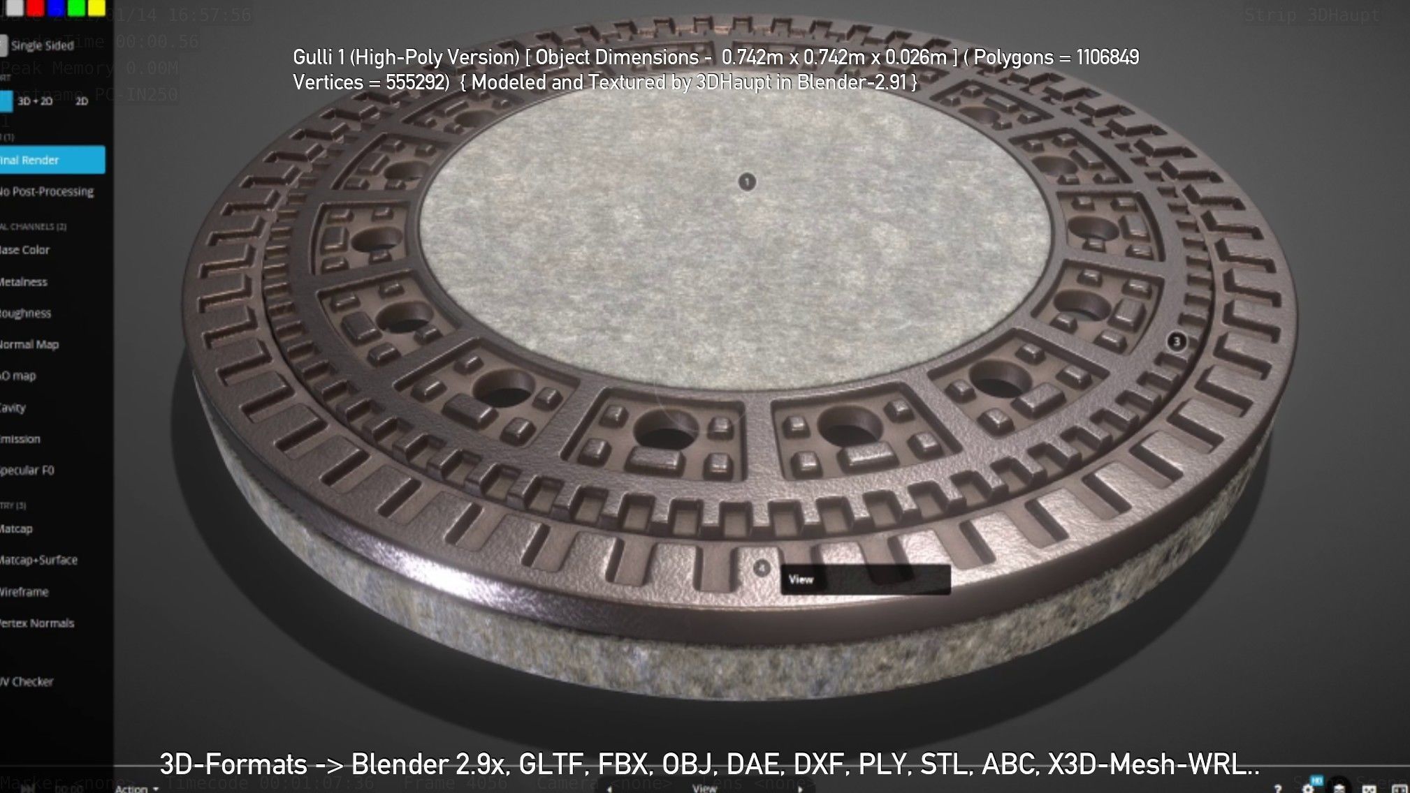 Sewer Cover 1 High-Poly Version 3D model_64