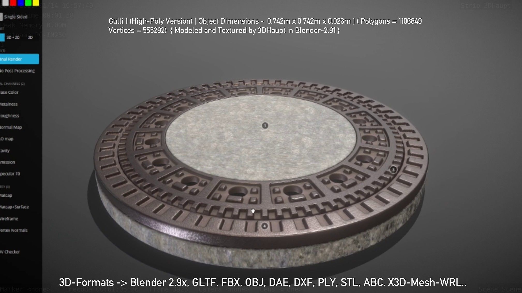 Sewer Cover 1 High-Poly Version 3D model_31