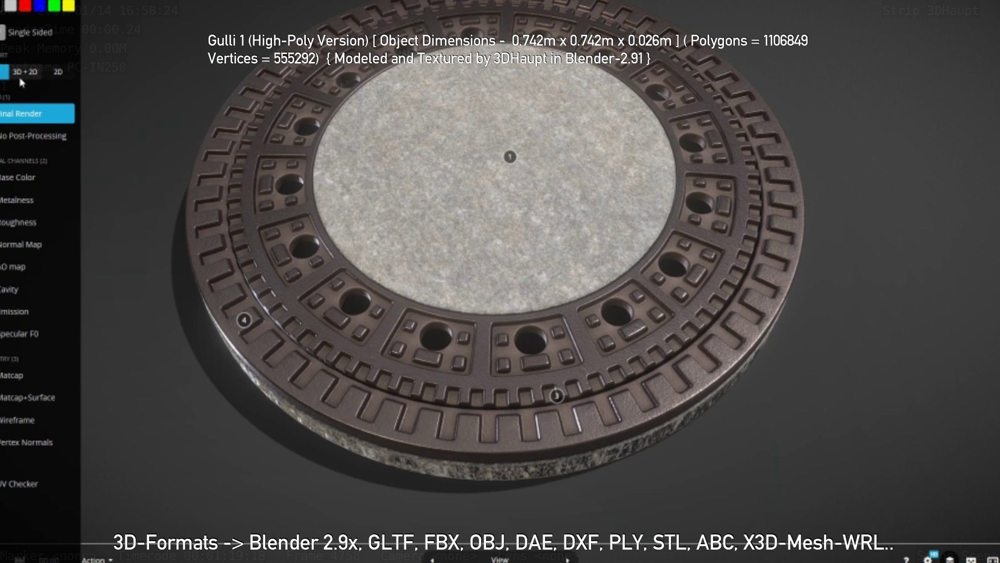 Sewer Cover 1 High-Poly Version 3D model_112
