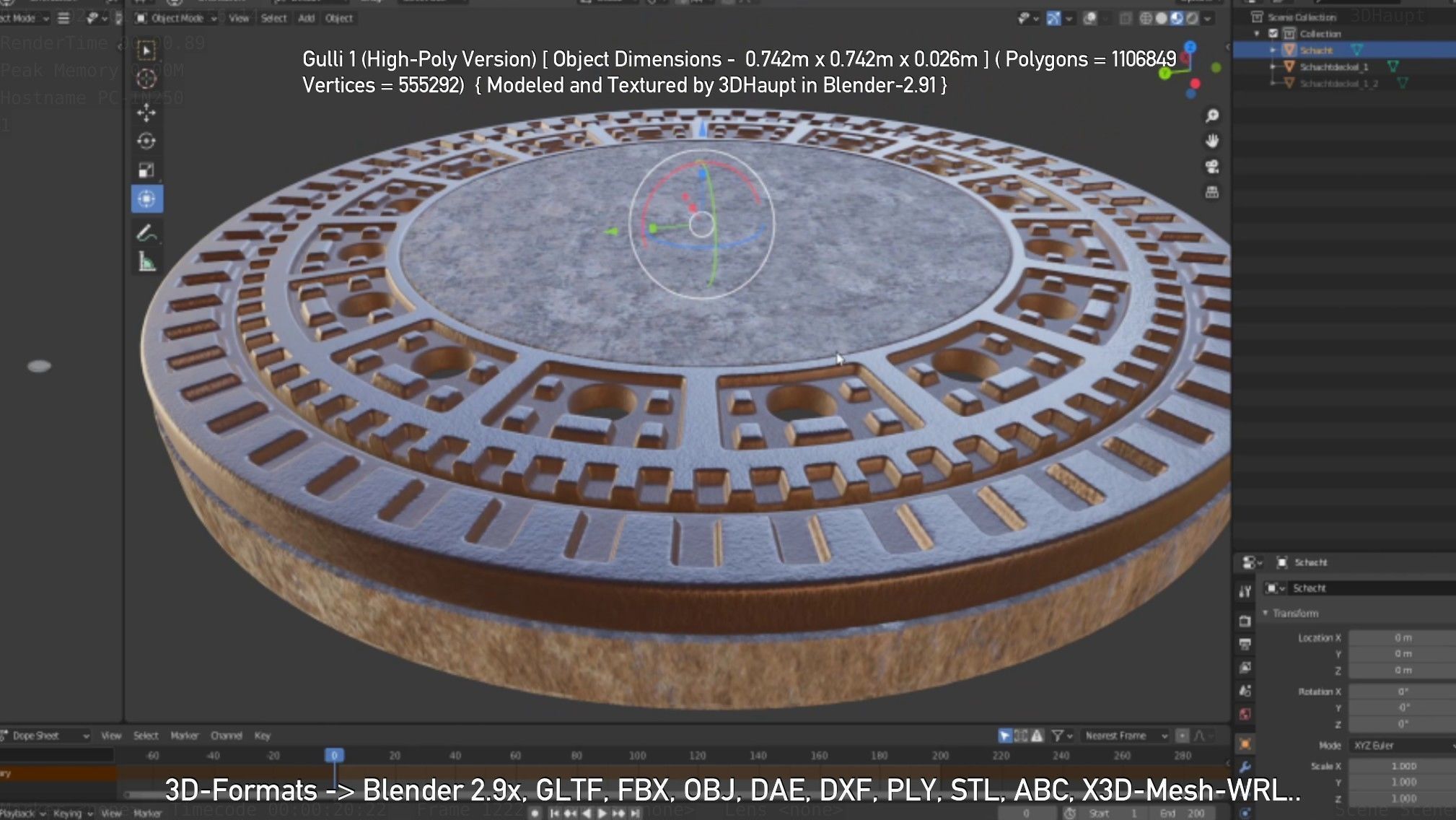 Sewer Cover 1 High-Poly Version 3D model_49