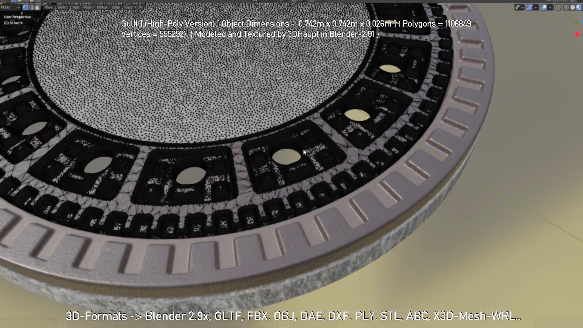 Sewer Cover 1 High-Poly Version 3D model_148