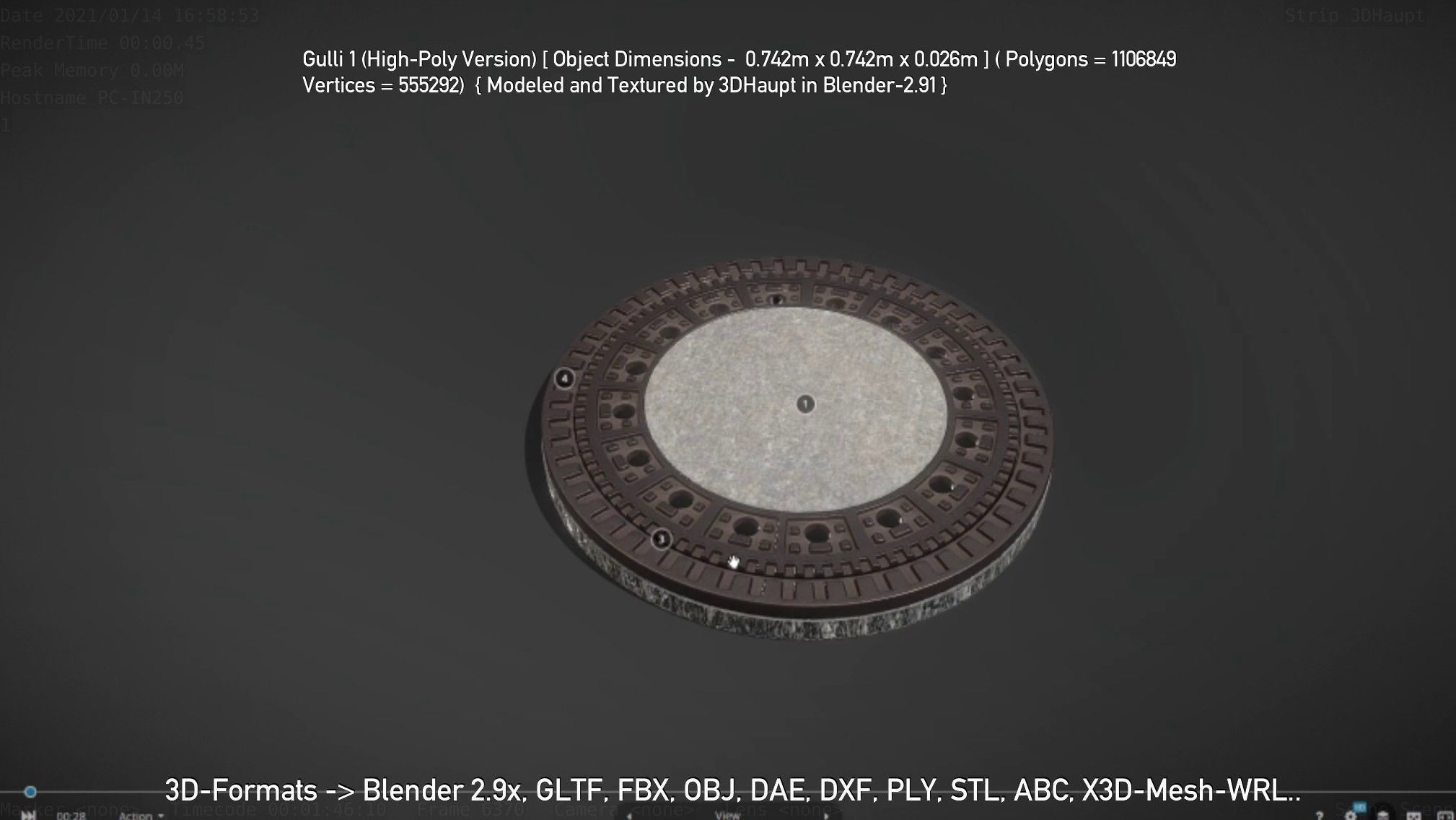 Sewer Cover 1 High-Poly Version 3D model_77