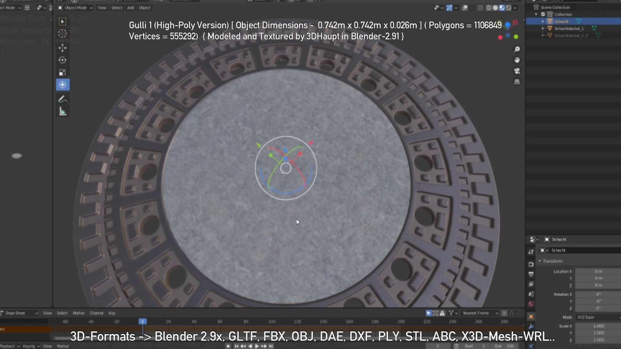 Sewer Cover 1 High-Poly Version 3D model_116