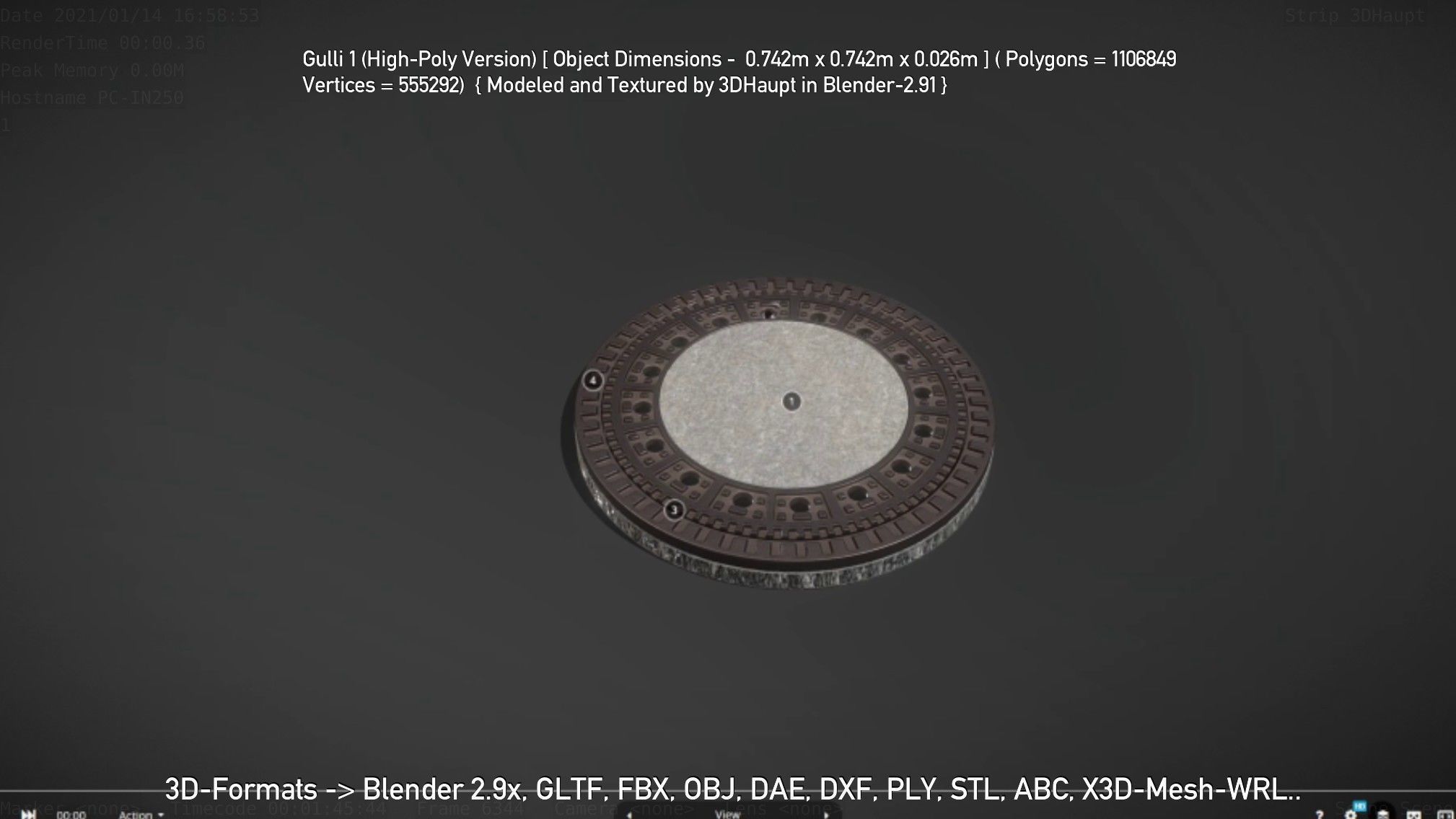 Sewer Cover 1 High-Poly Version 3D model_89