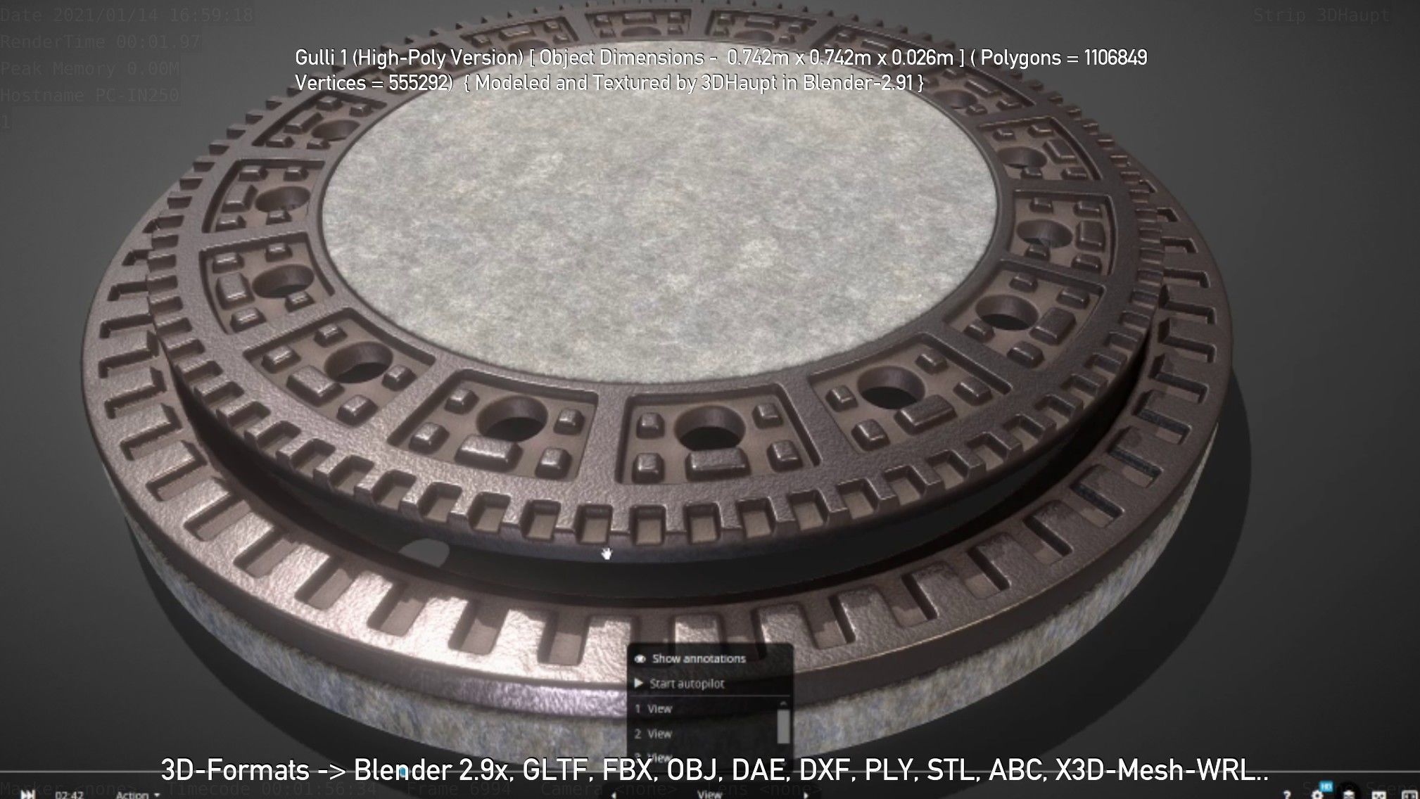 Sewer Cover 1 High-Poly Version 3D model_41