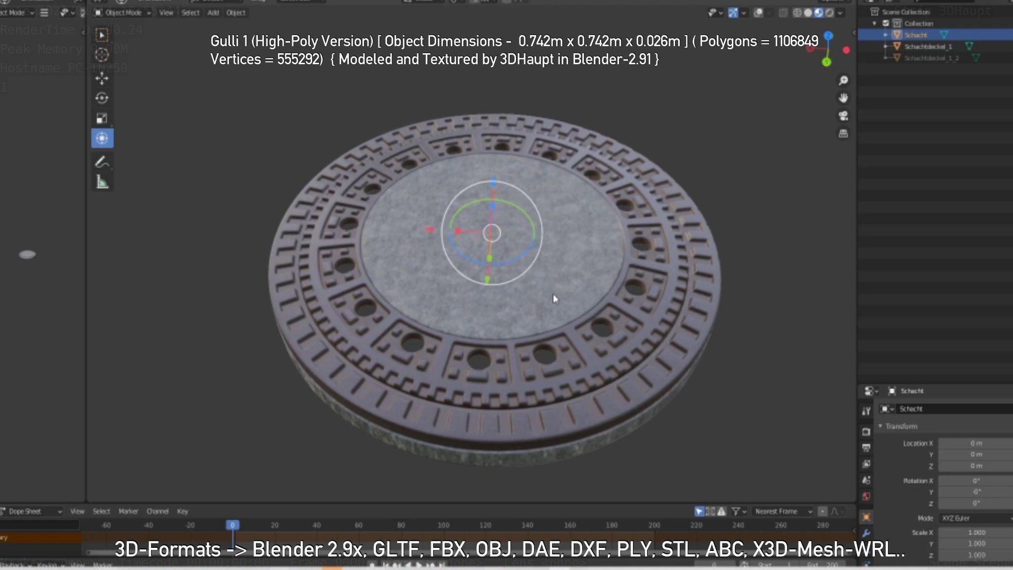 Sewer Cover 1 High-Poly Version 3D model_5