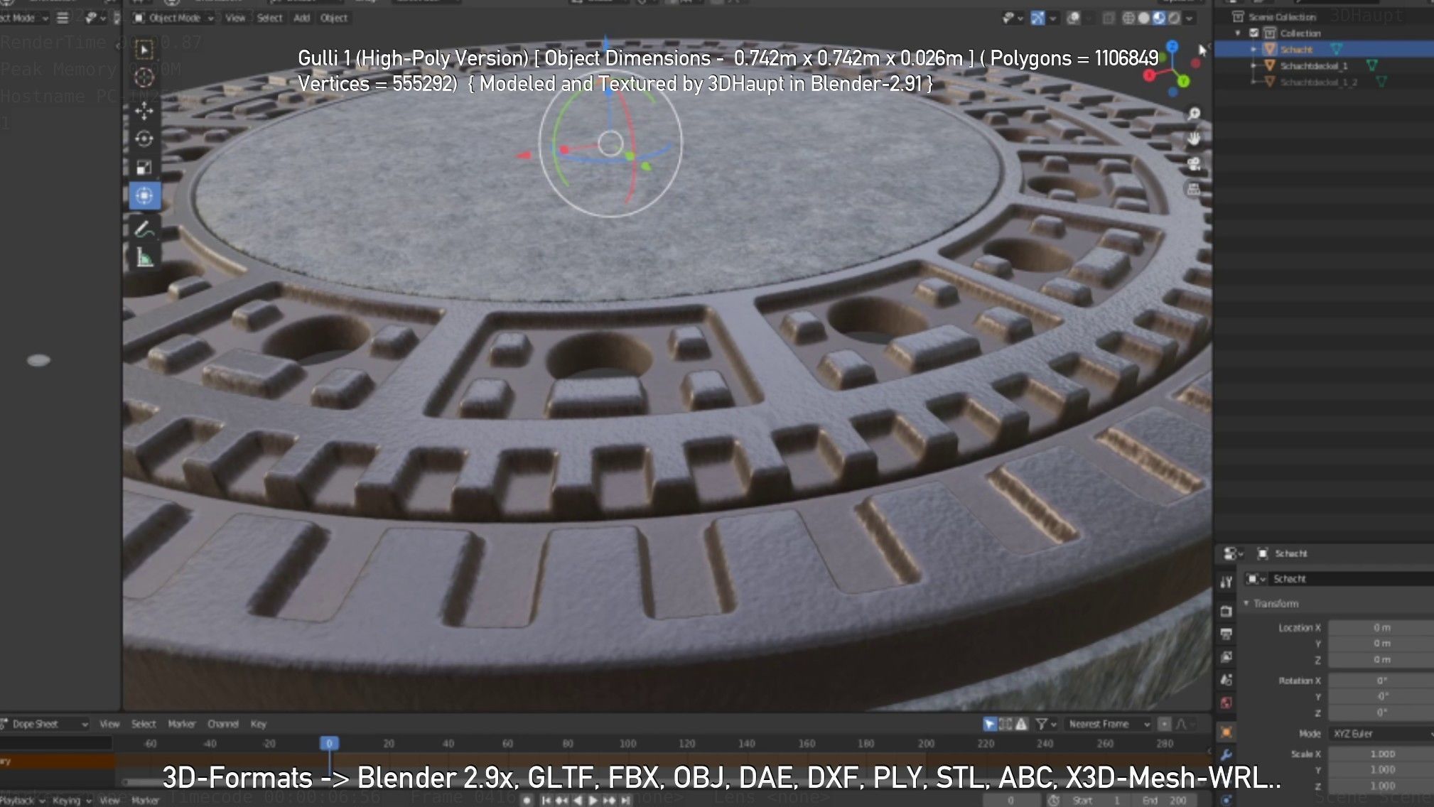 Sewer Cover 1 High-Poly Version 3D model_6