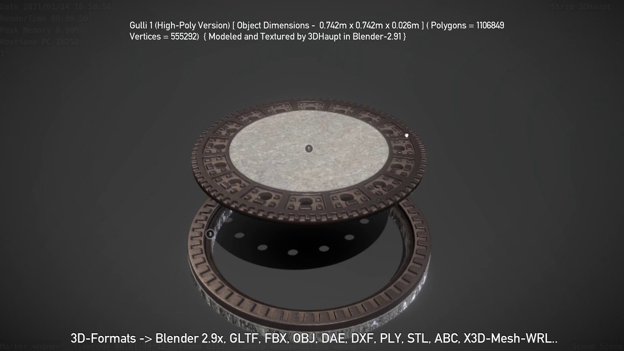 Sewer Cover 1 High-Poly Version 3D model_40