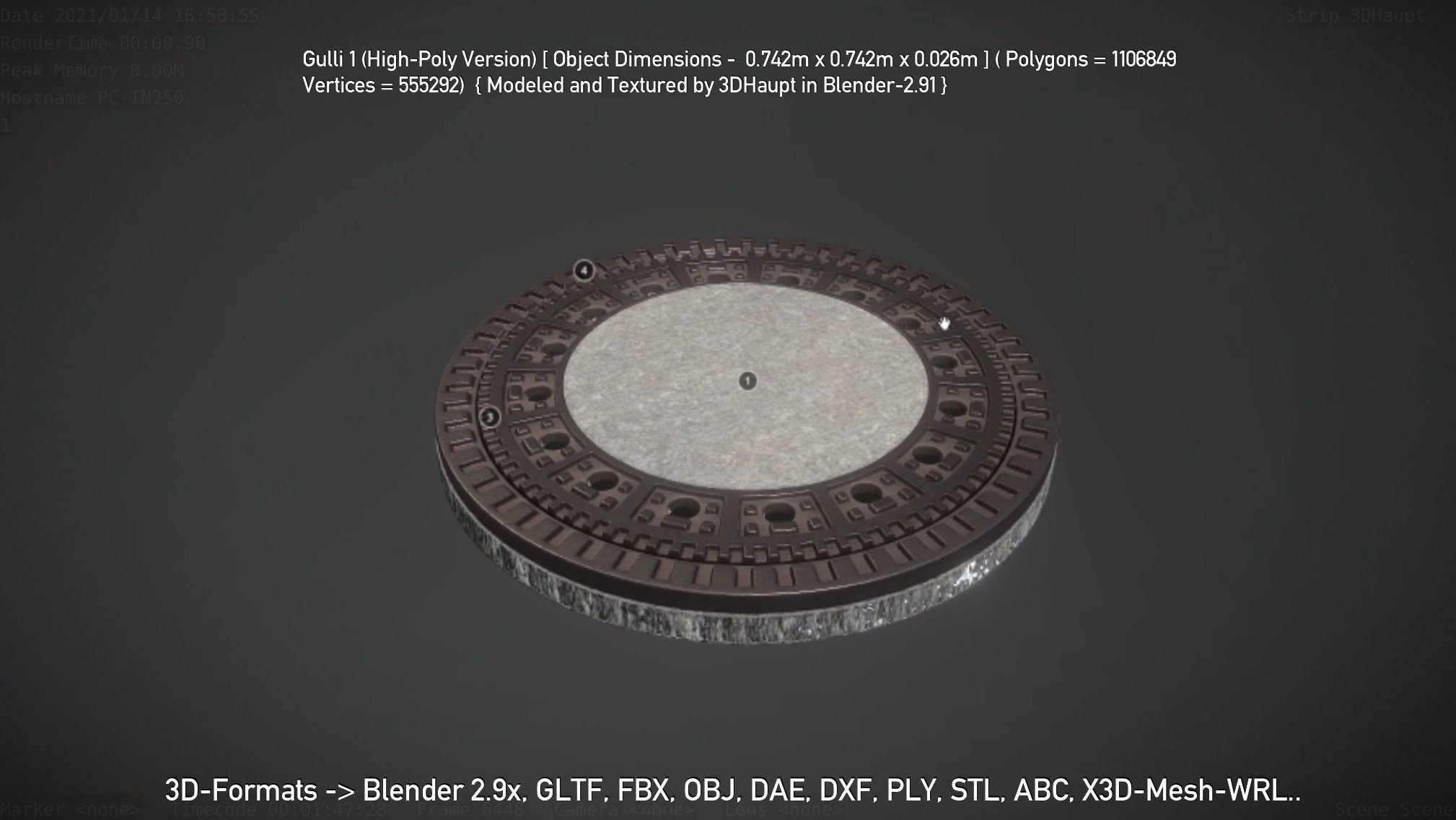 Sewer Cover 1 High-Poly Version 3D model_123