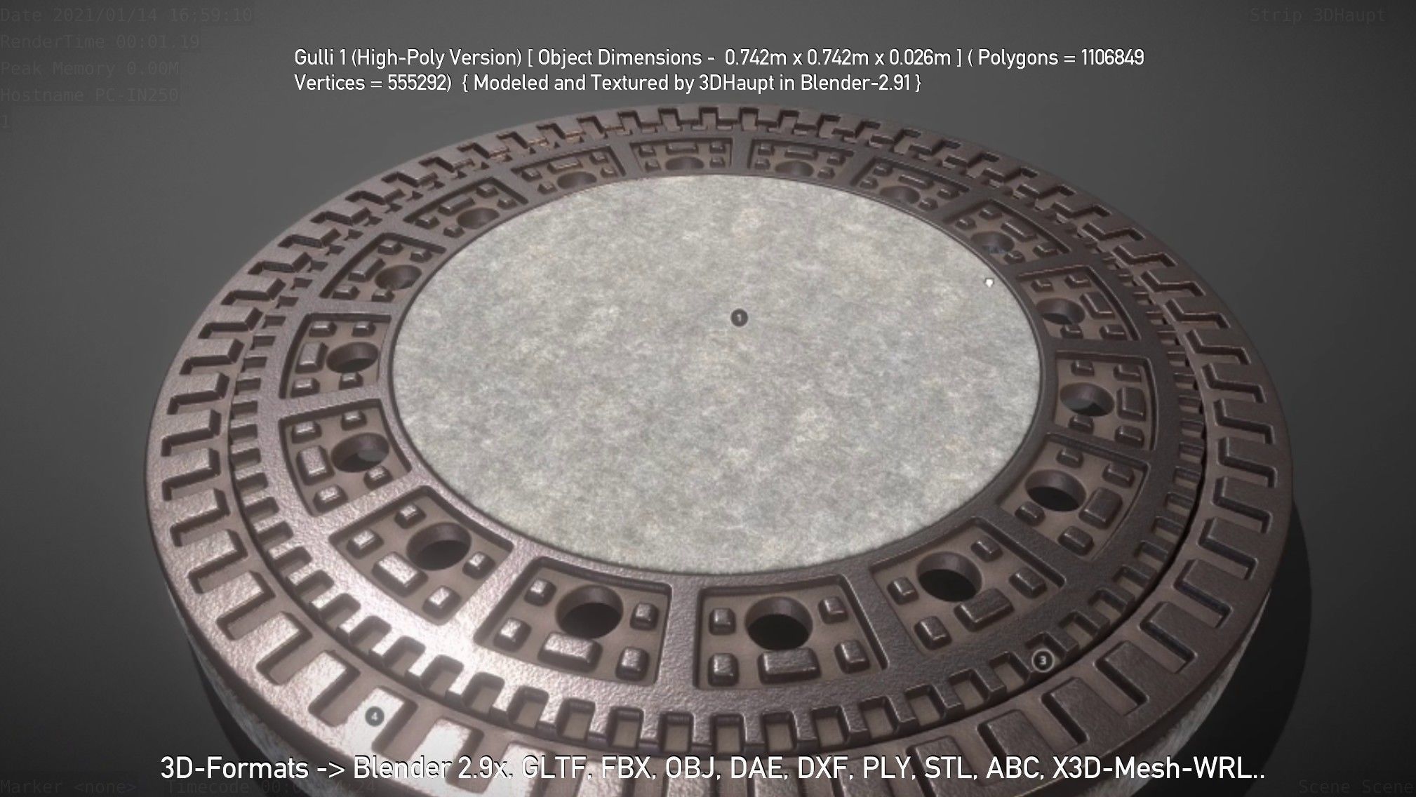 Sewer Cover 1 High-Poly Version 3D model_113