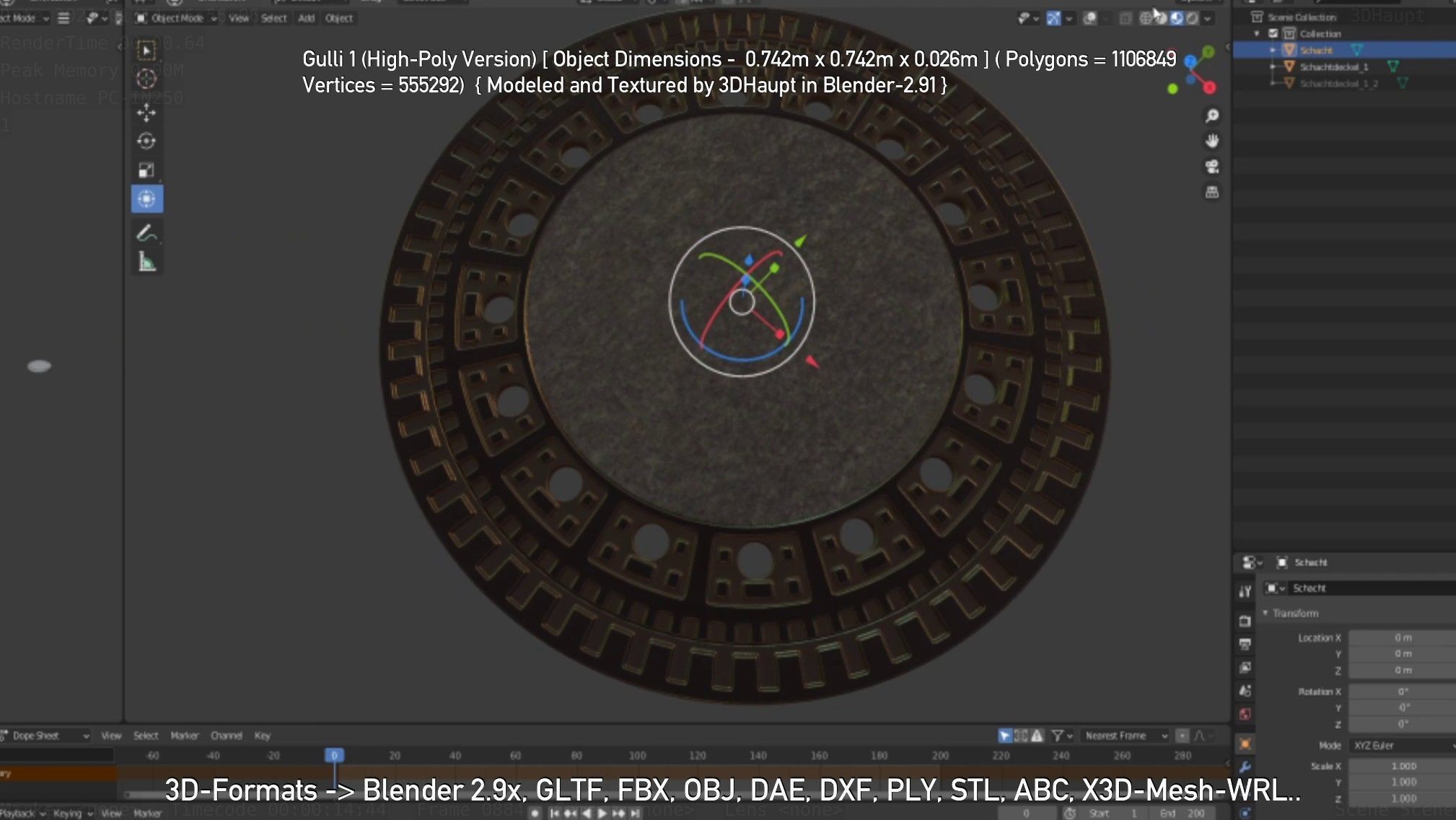 Sewer Cover 1 High-Poly Version 3D model_11