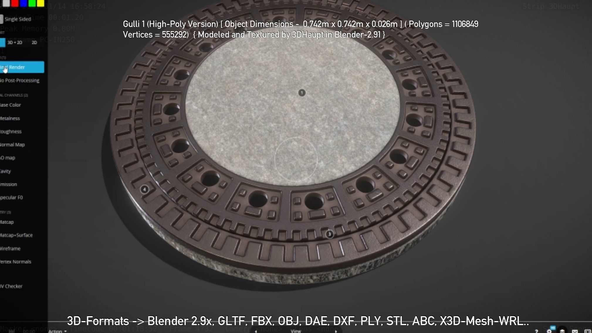 Sewer Cover 1 High-Poly Version 3D model_34