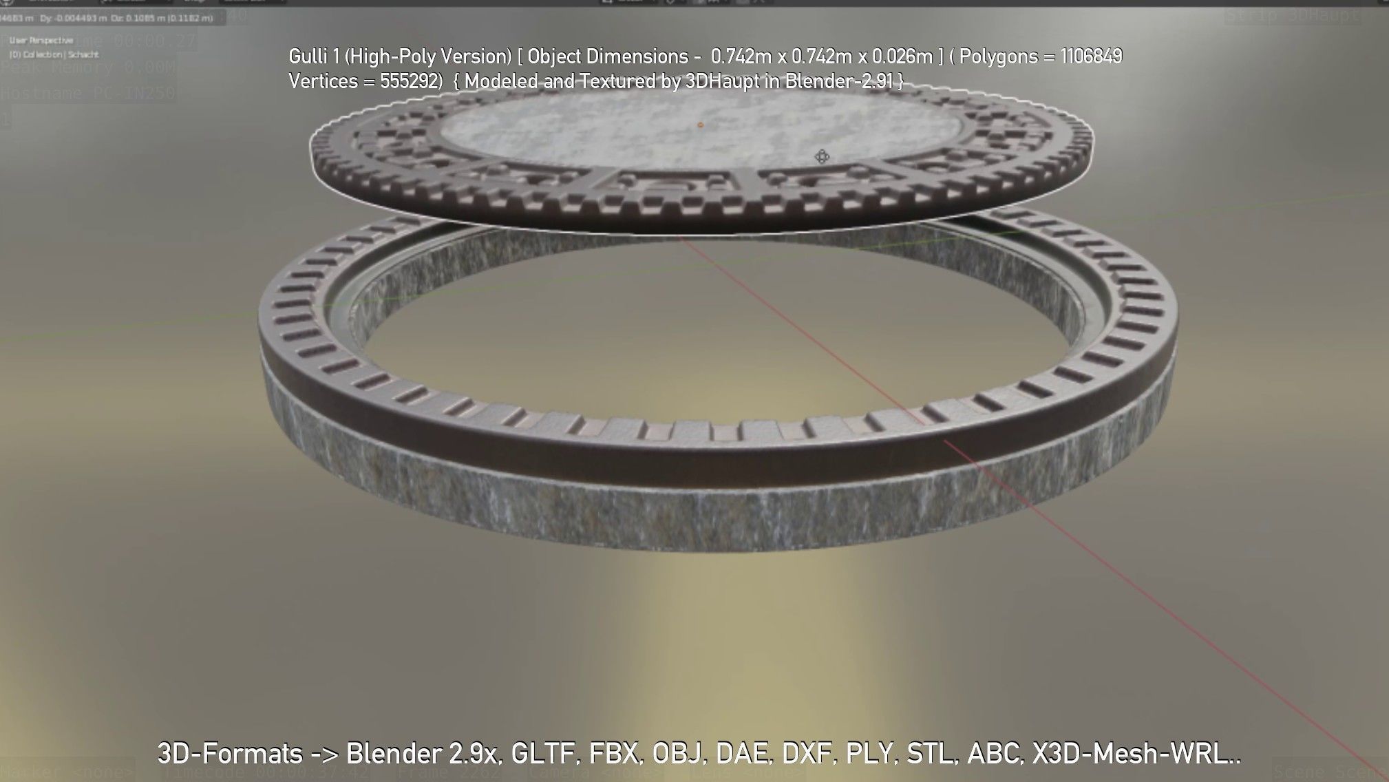 Sewer Cover 1 High-Poly Version 3D model_128