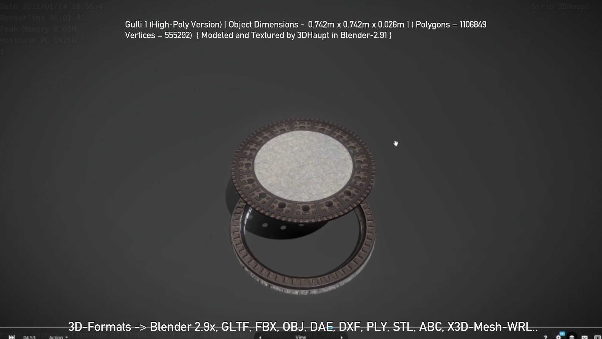 Sewer Cover 1 High-Poly Version 3D model_46