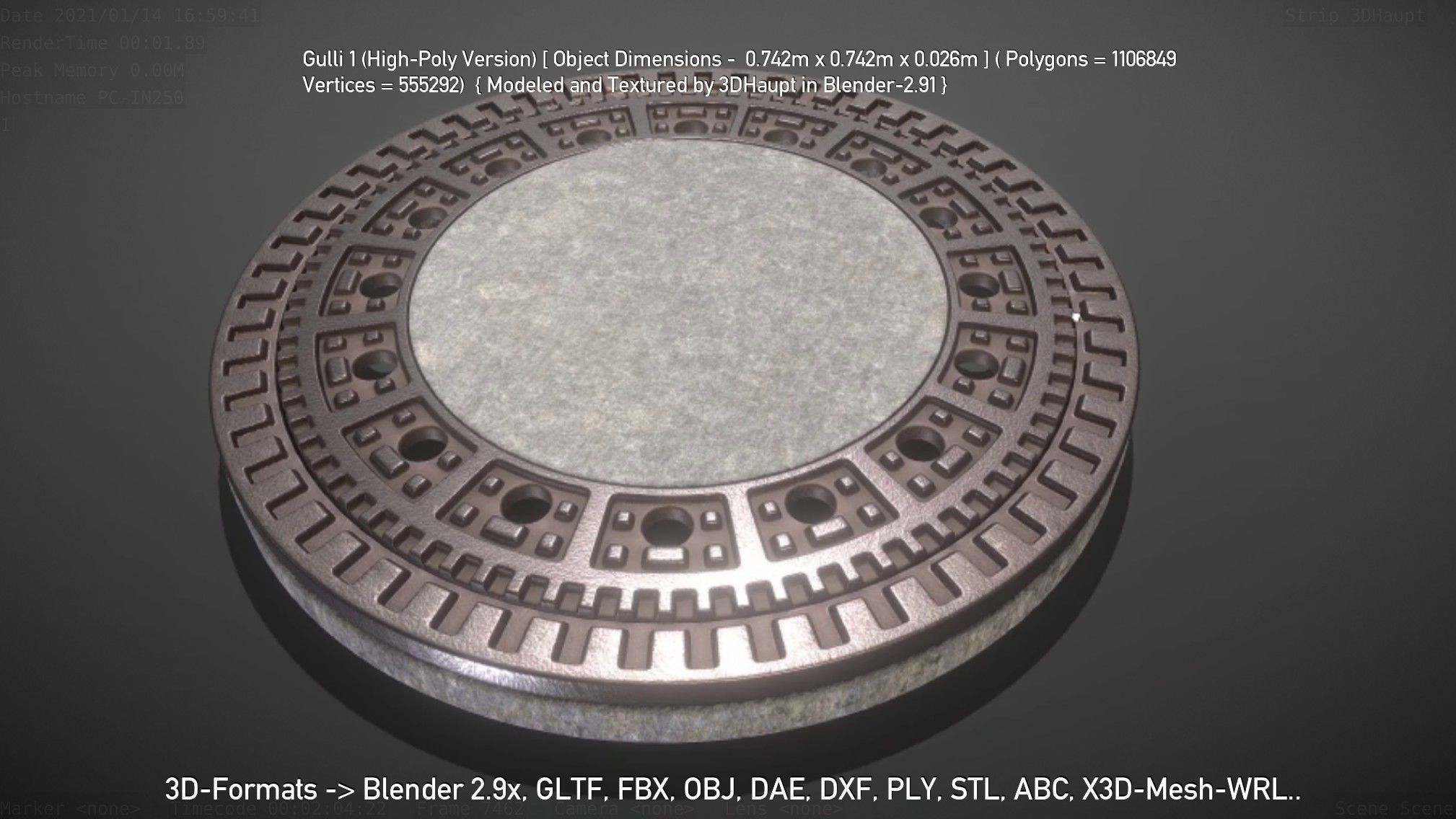 Sewer Cover 1 High-Poly Version 3D model_44