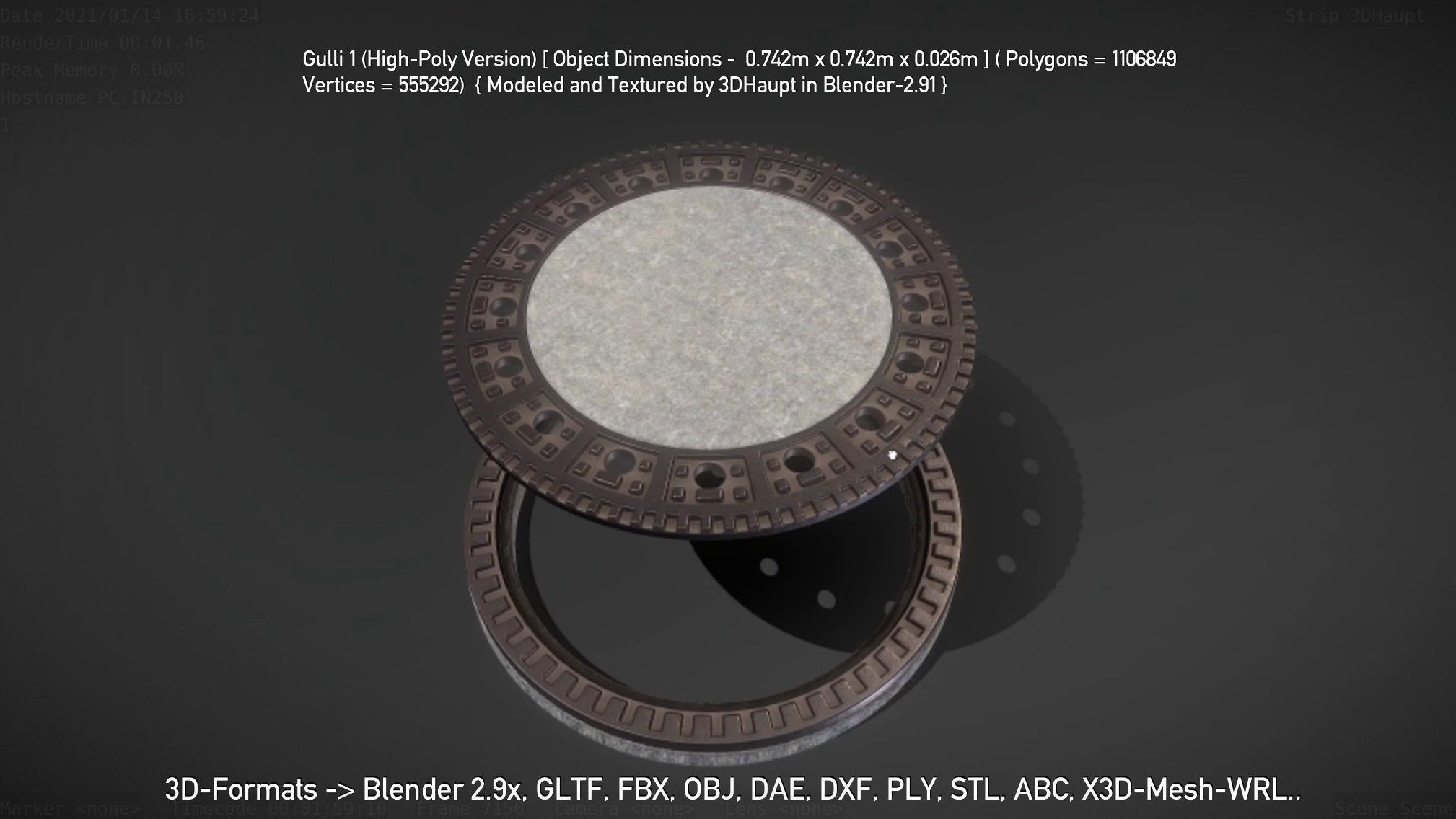 Sewer Cover 1 High-Poly Version 3D model_143