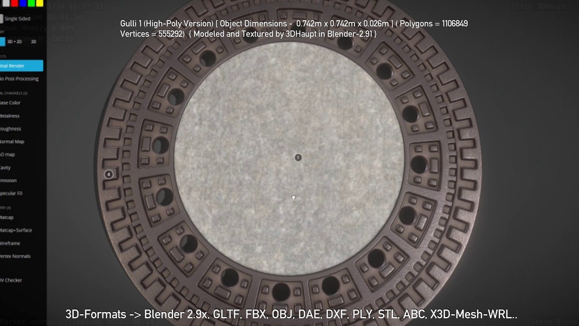 Sewer Cover 1 High-Poly Version 3D model_129