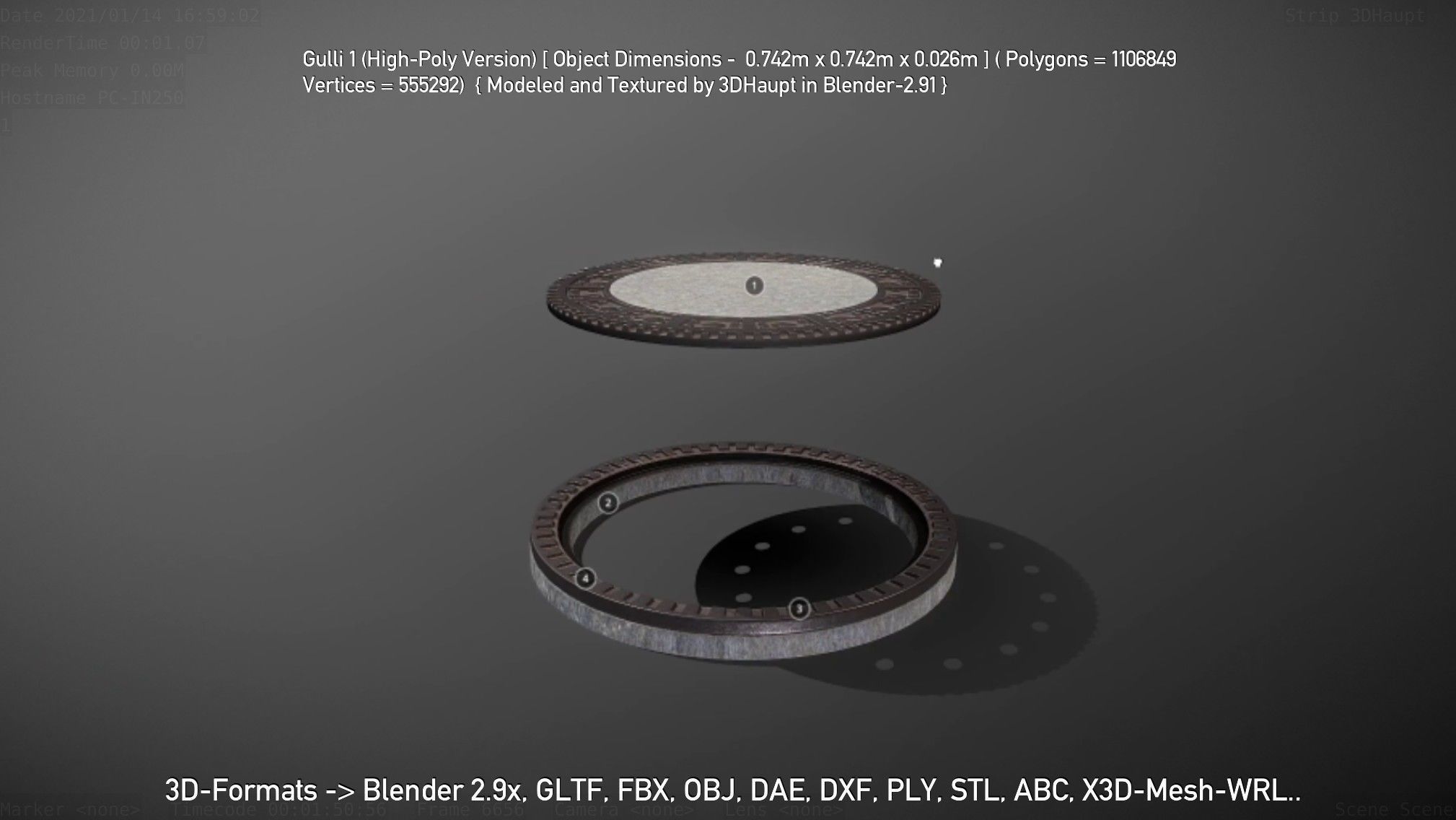 Sewer Cover 1 High-Poly Version 3D model_132