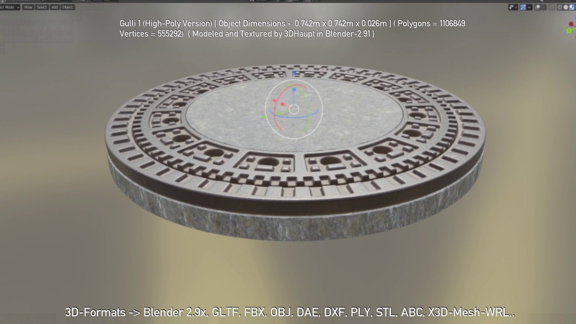 Sewer Cover 1 High-Poly Version 3D model_122