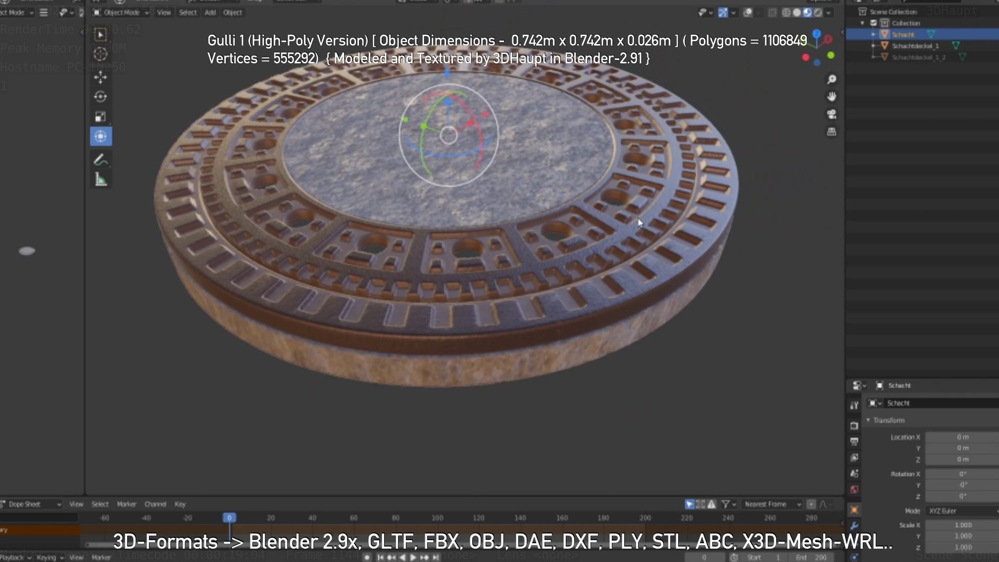Sewer Cover 1 High-Poly Version 3D model_12