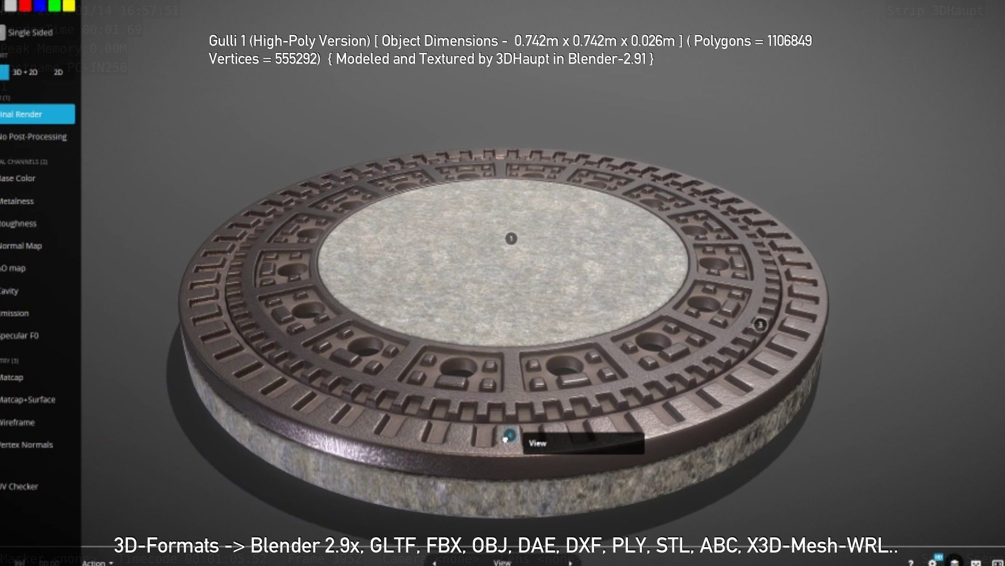 Sewer Cover 1 High-Poly Version 3D model_104