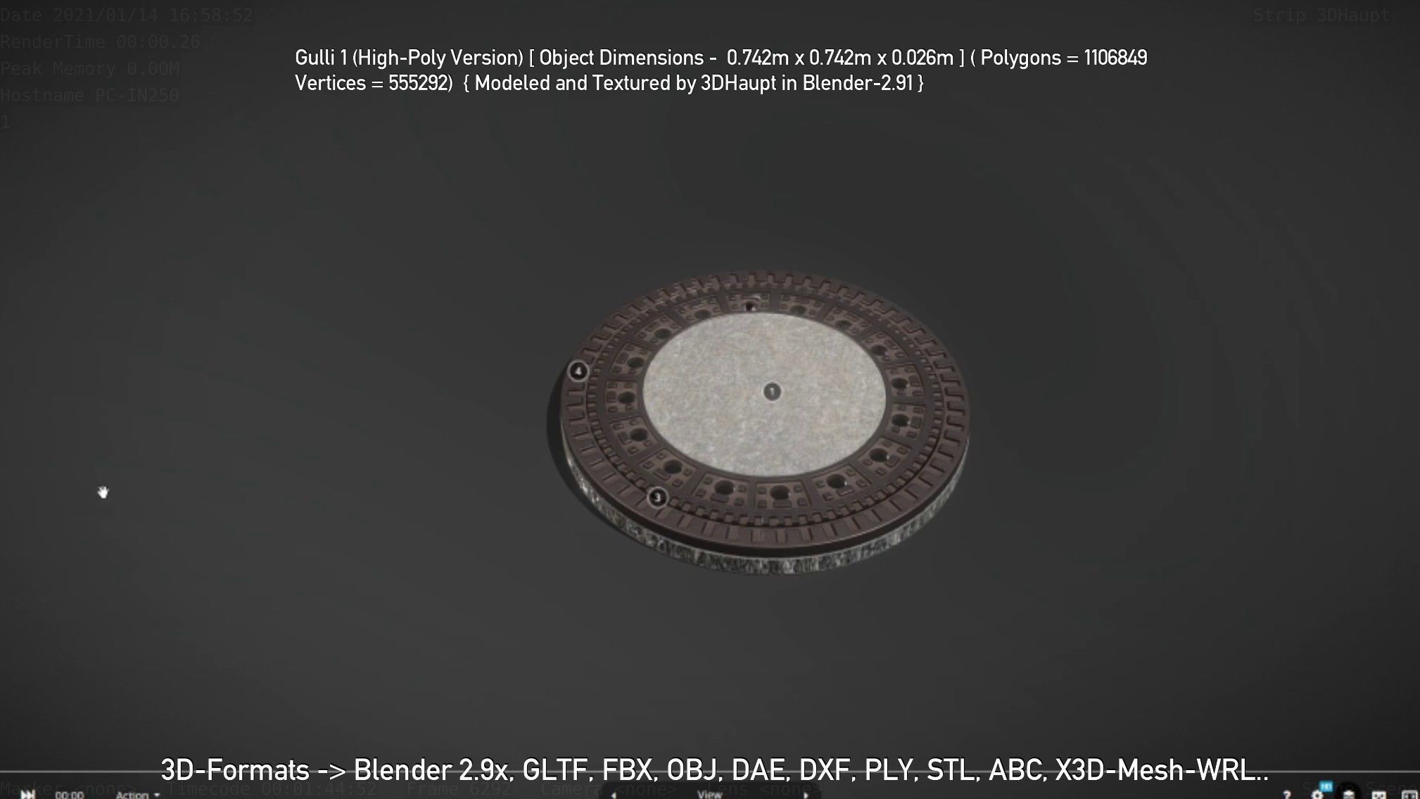 Sewer Cover 1 High-Poly Version 3D model_135
