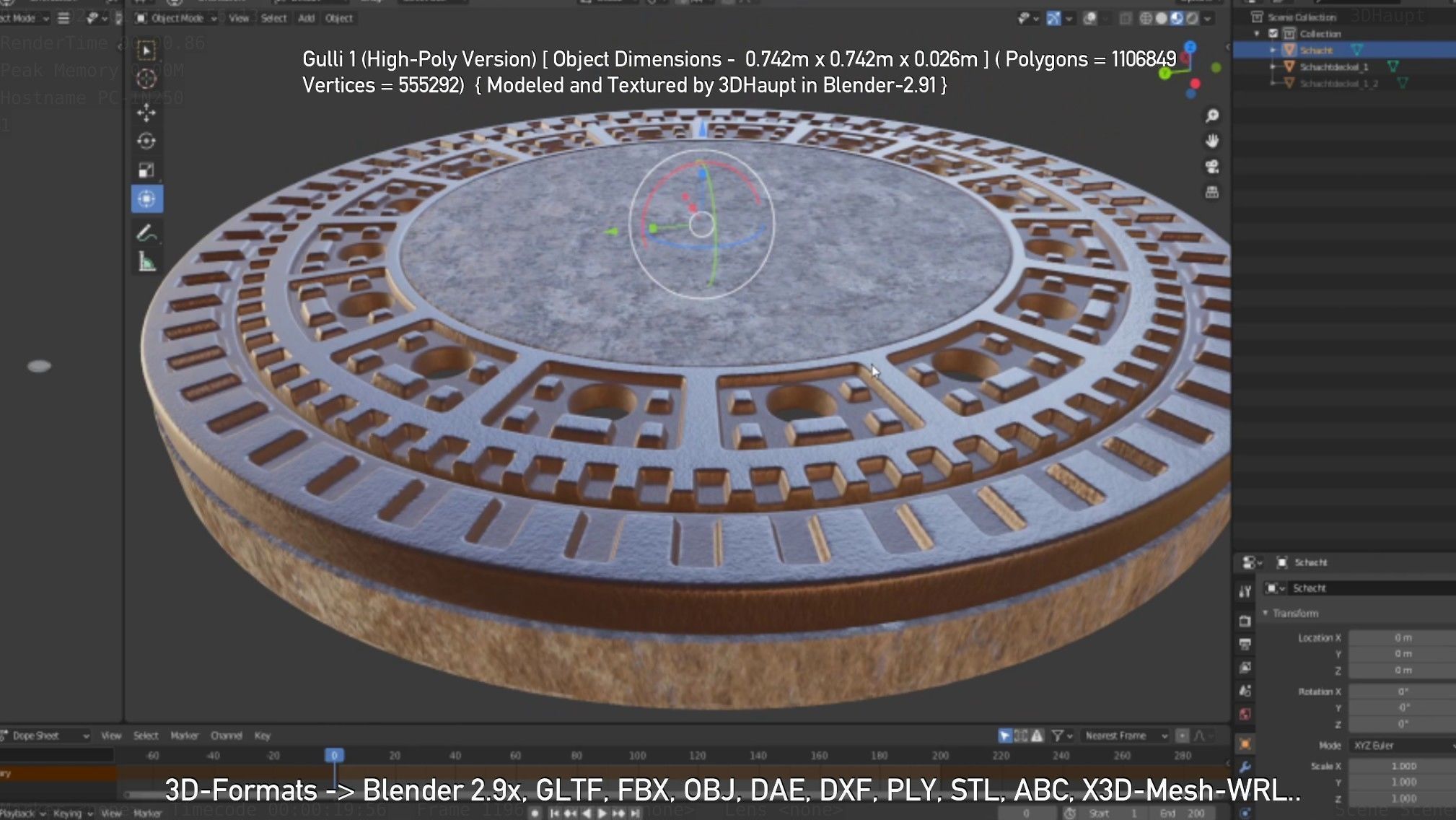 Sewer Cover 1 High-Poly Version 3D model_13