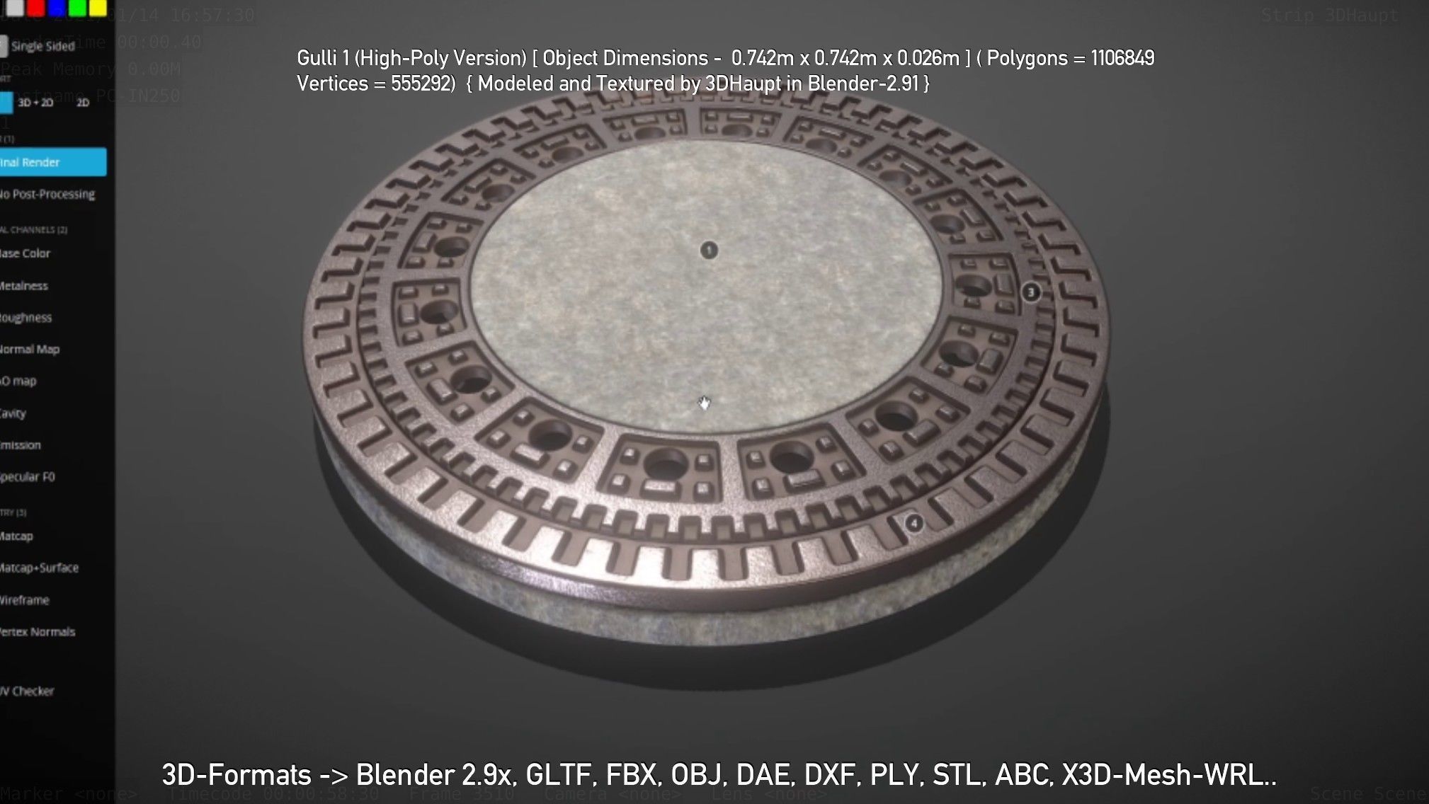 Sewer Cover 1 High-Poly Version 3D model_61