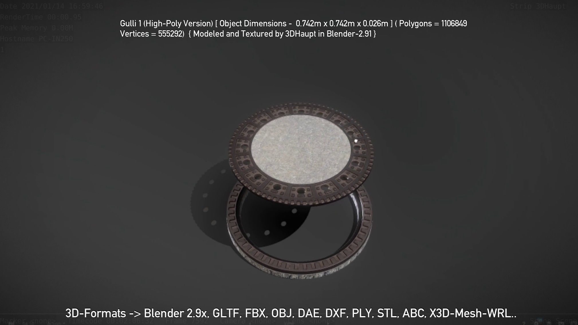 Sewer Cover 1 High-Poly Version 3D model_79