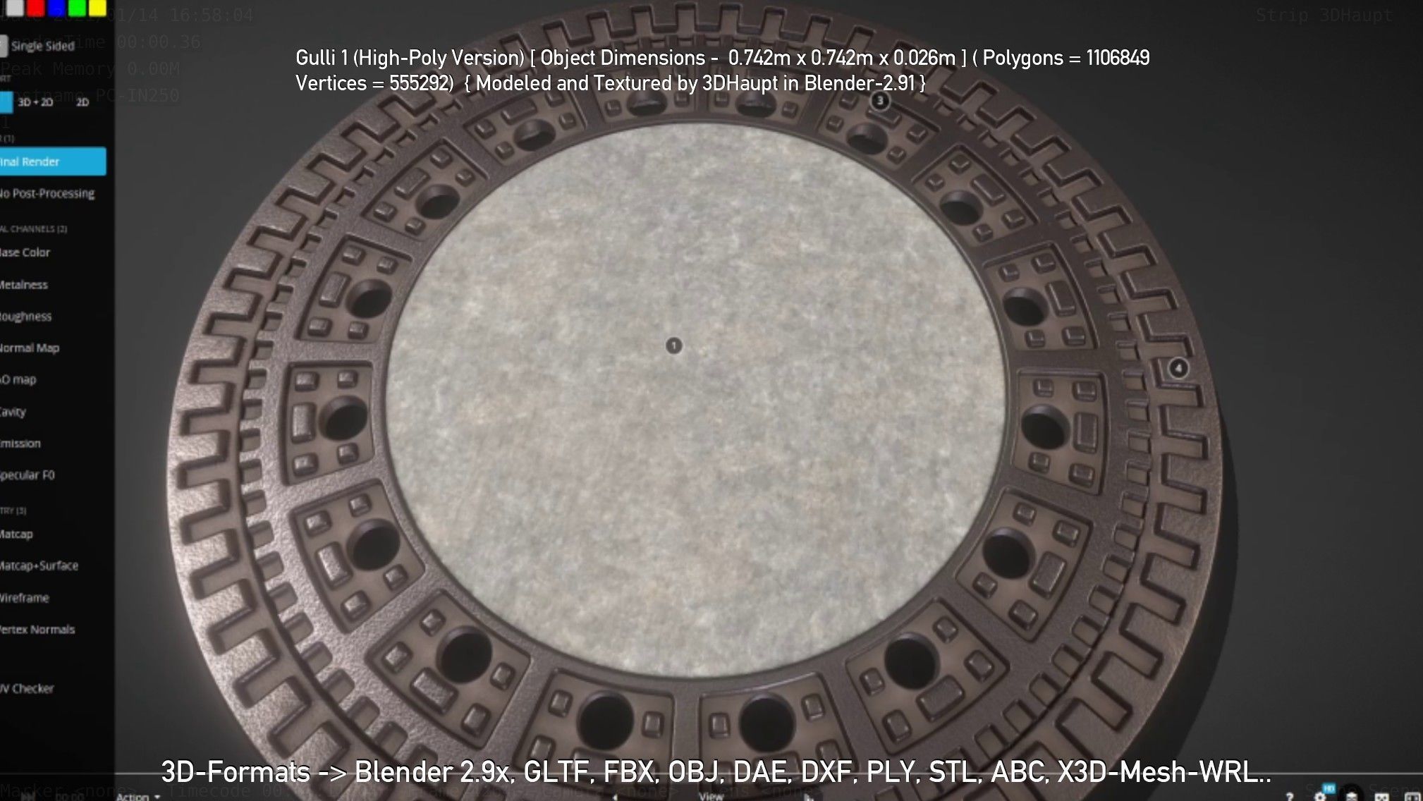 Sewer Cover 1 High-Poly Version 3D model_145