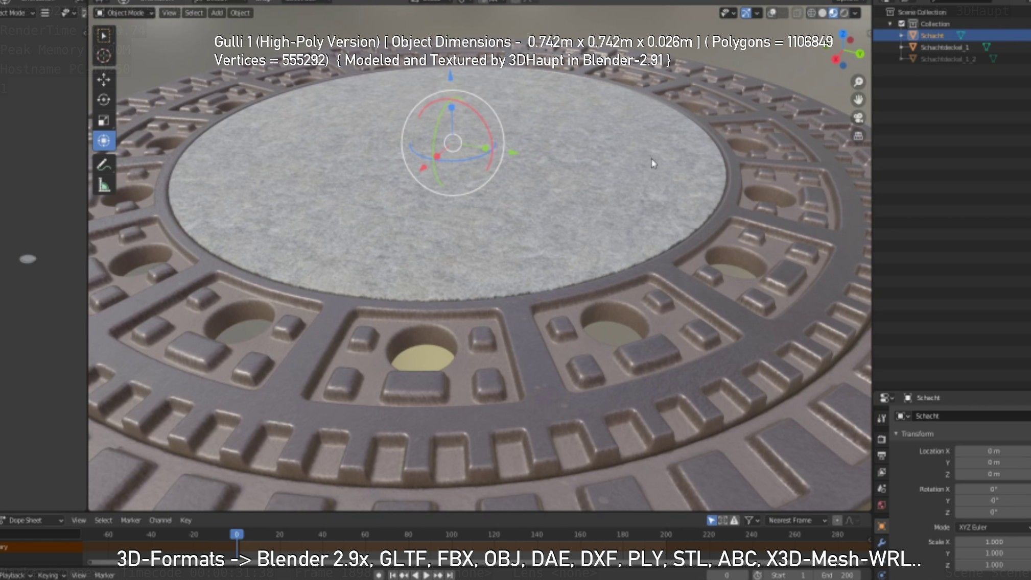 Sewer Cover 1 High-Poly Version 3D model_90