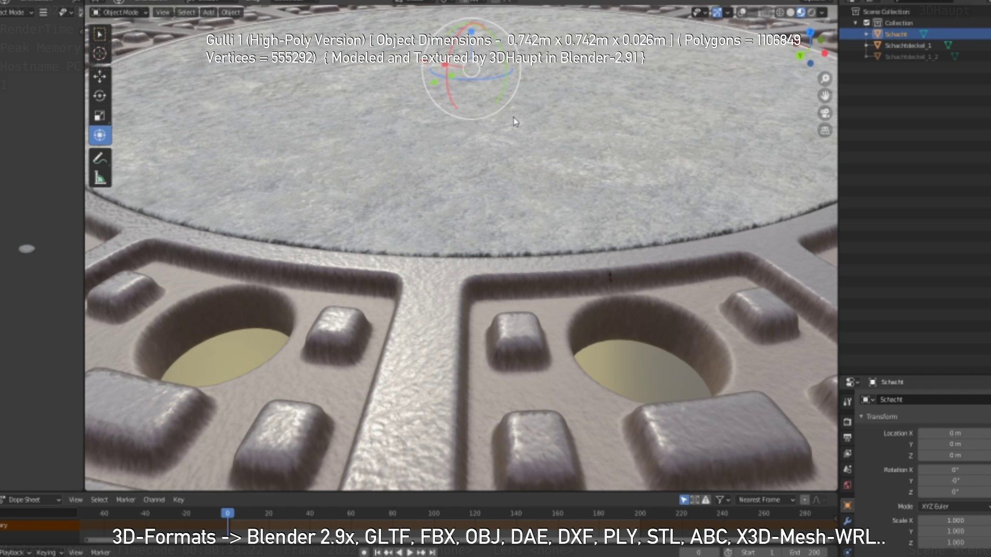 Sewer Cover 1 High-Poly Version 3D model_2