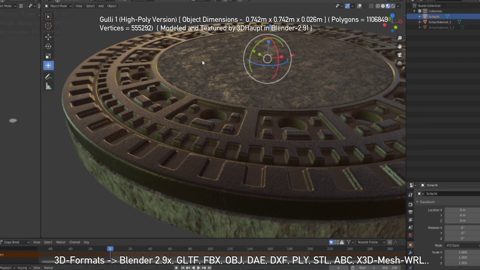 Sewer Cover 1 High-Poly Version 3D model_4