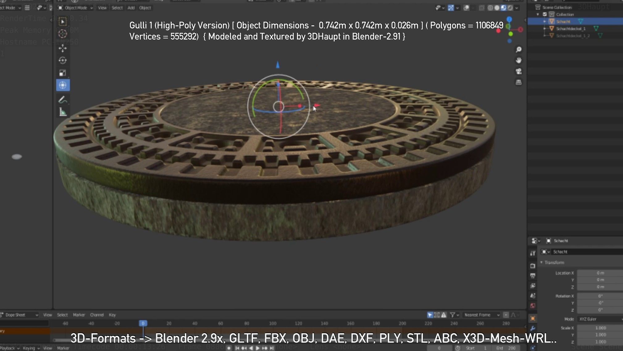 Sewer Cover 1 High-Poly Version 3D model_96