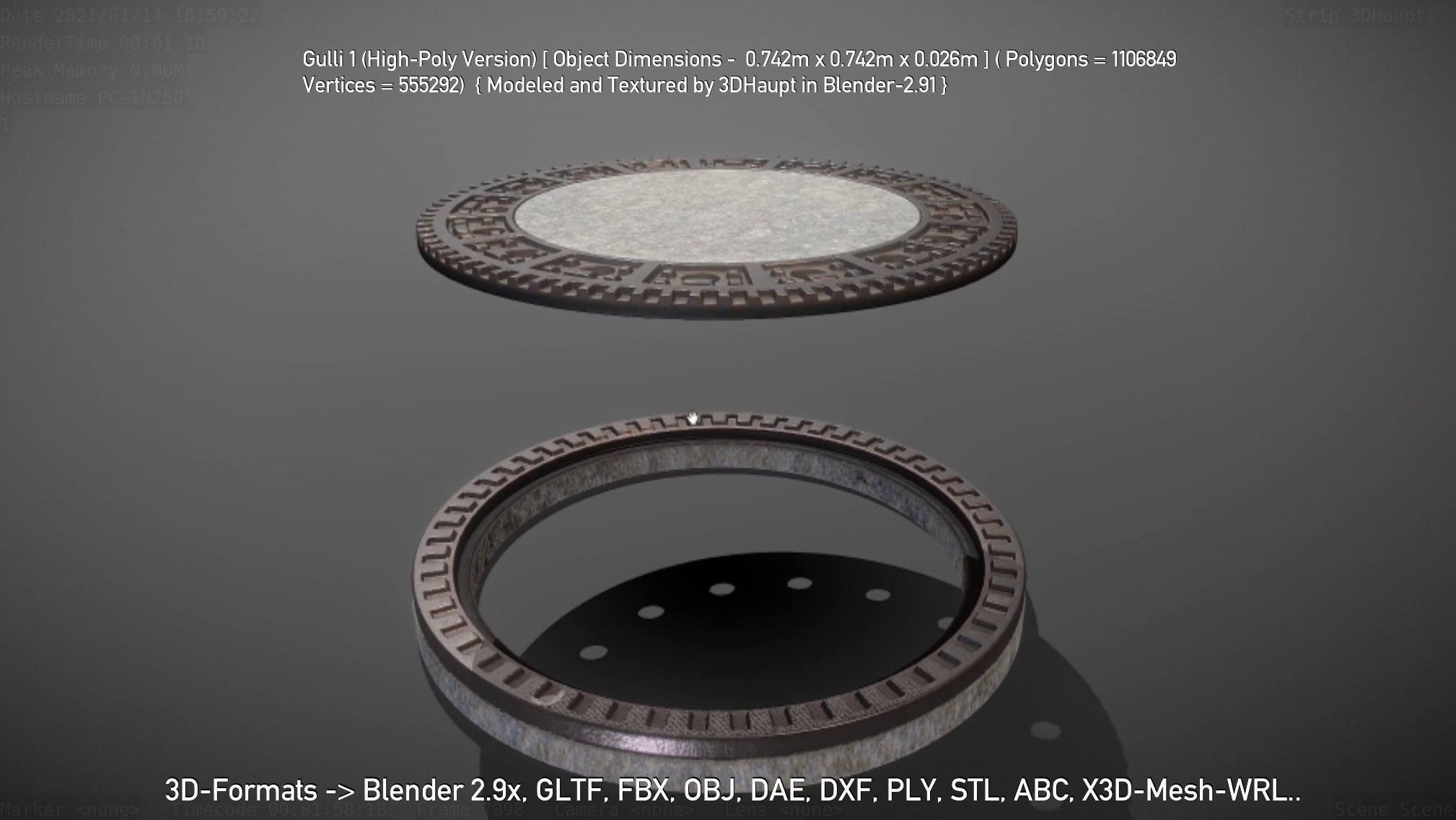 Sewer Cover 1 High-Poly Version 3D model_102