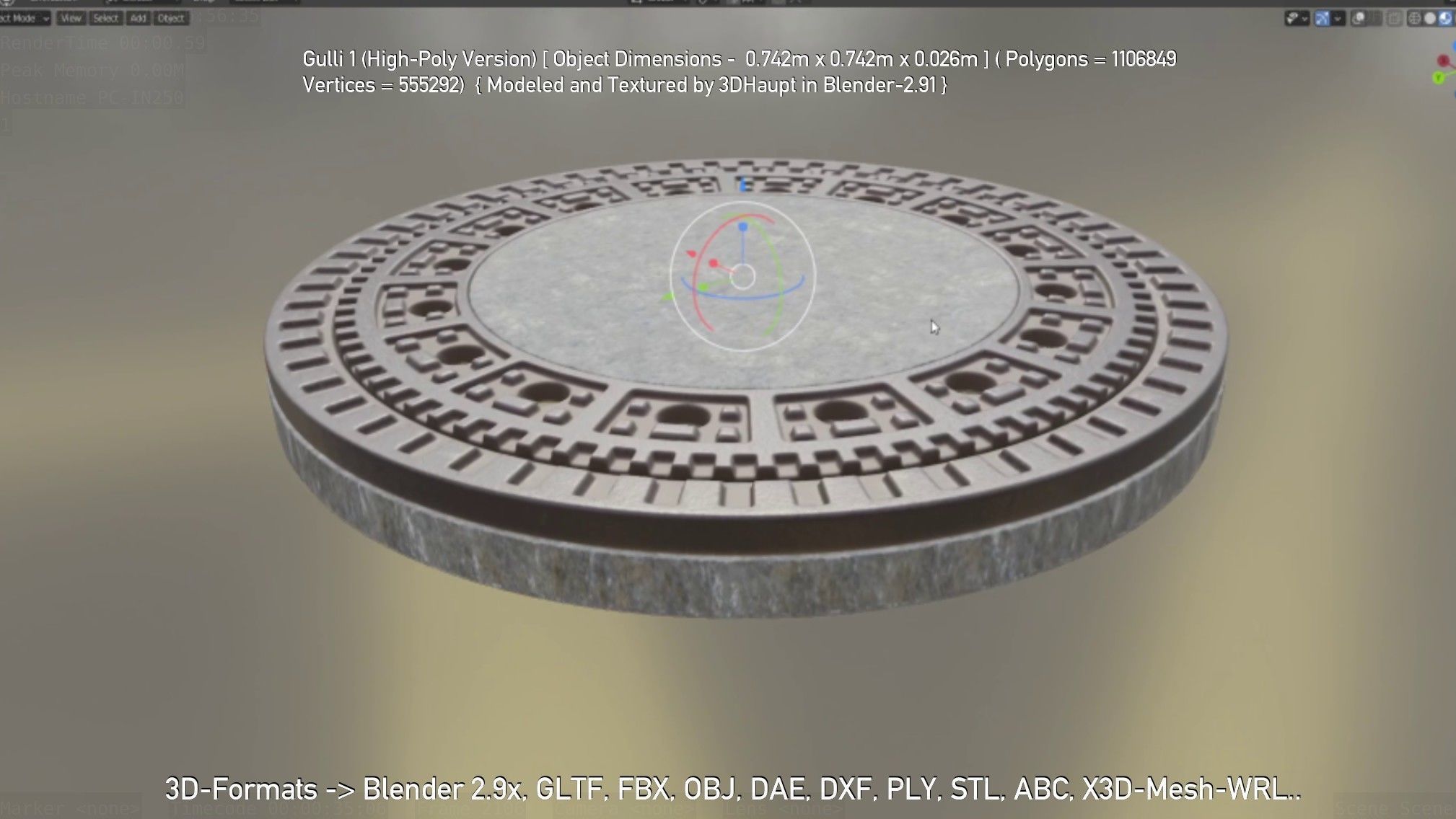 Sewer Cover 1 High-Poly Version 3D model_18