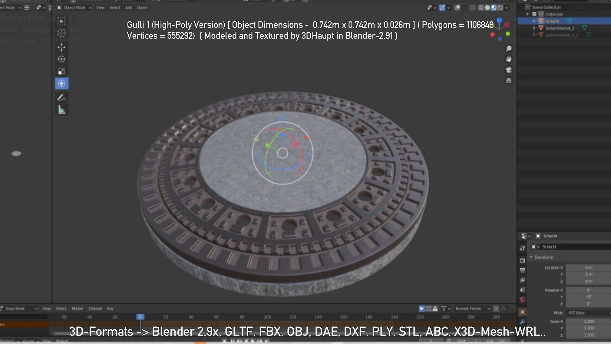 Sewer Cover 1 High-Poly Version 3D model_100