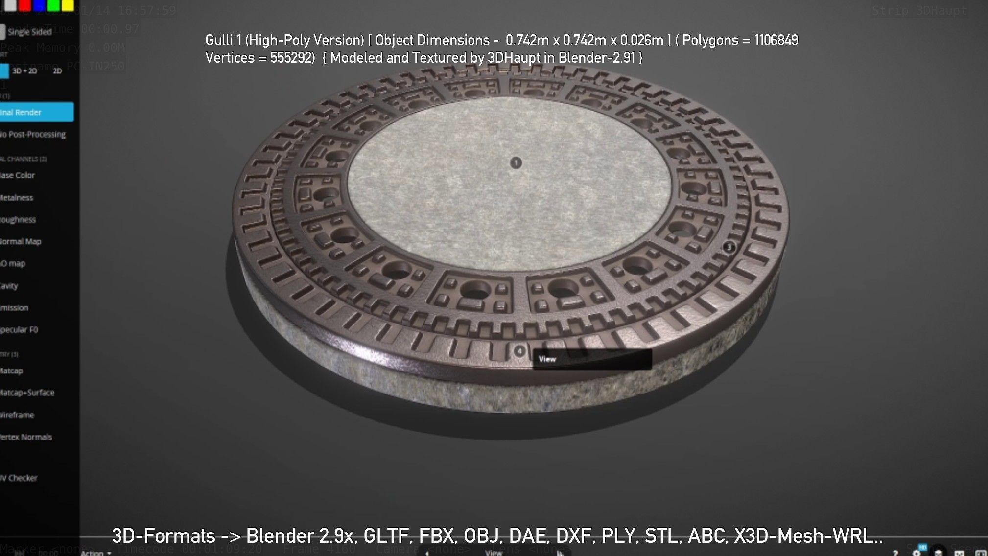 Sewer Cover 1 High-Poly Version 3D model_93