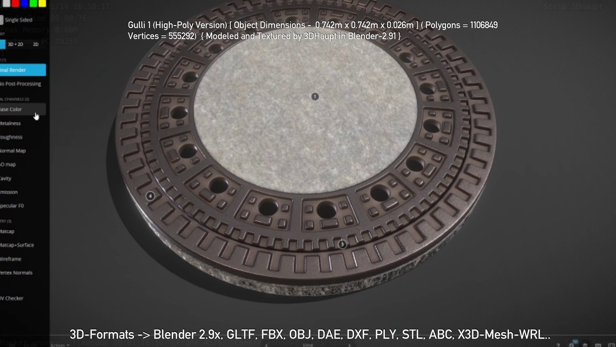 Sewer Cover 1 High-Poly Version 3D model_146