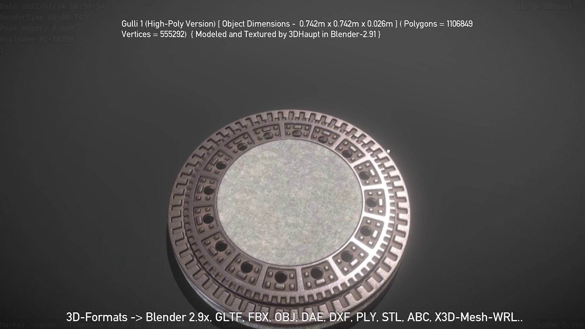 Sewer Cover 1 High-Poly Version 3D model_43