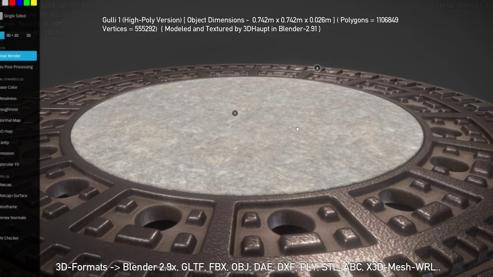 Sewer Cover 1 High-Poly Version 3D model_30