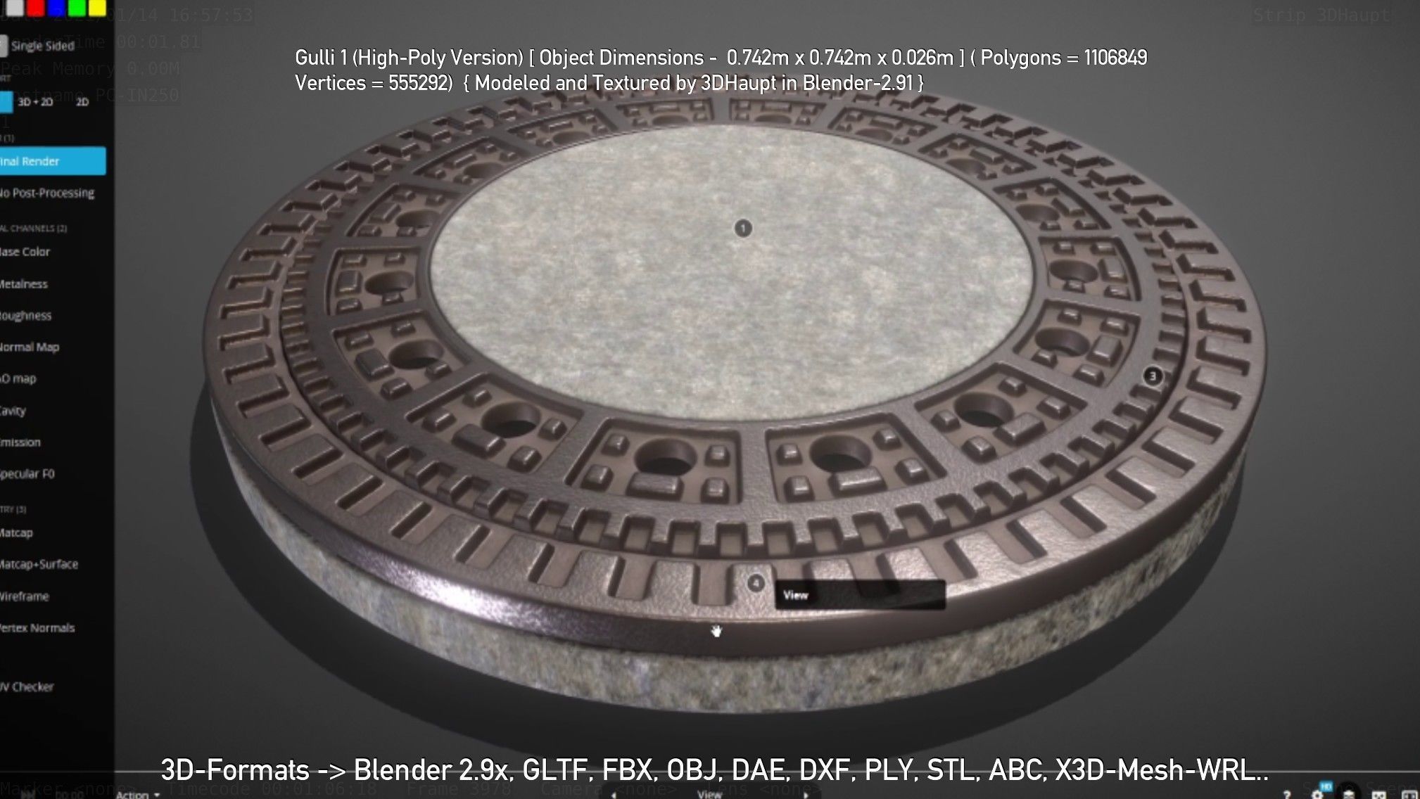 Sewer Cover 1 High-Poly Version 3D model_130