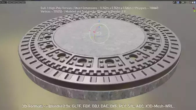 Sewer Cover 1 High-Poly Version 3D model Sewer Cover 1 High-Poly Version 3D model