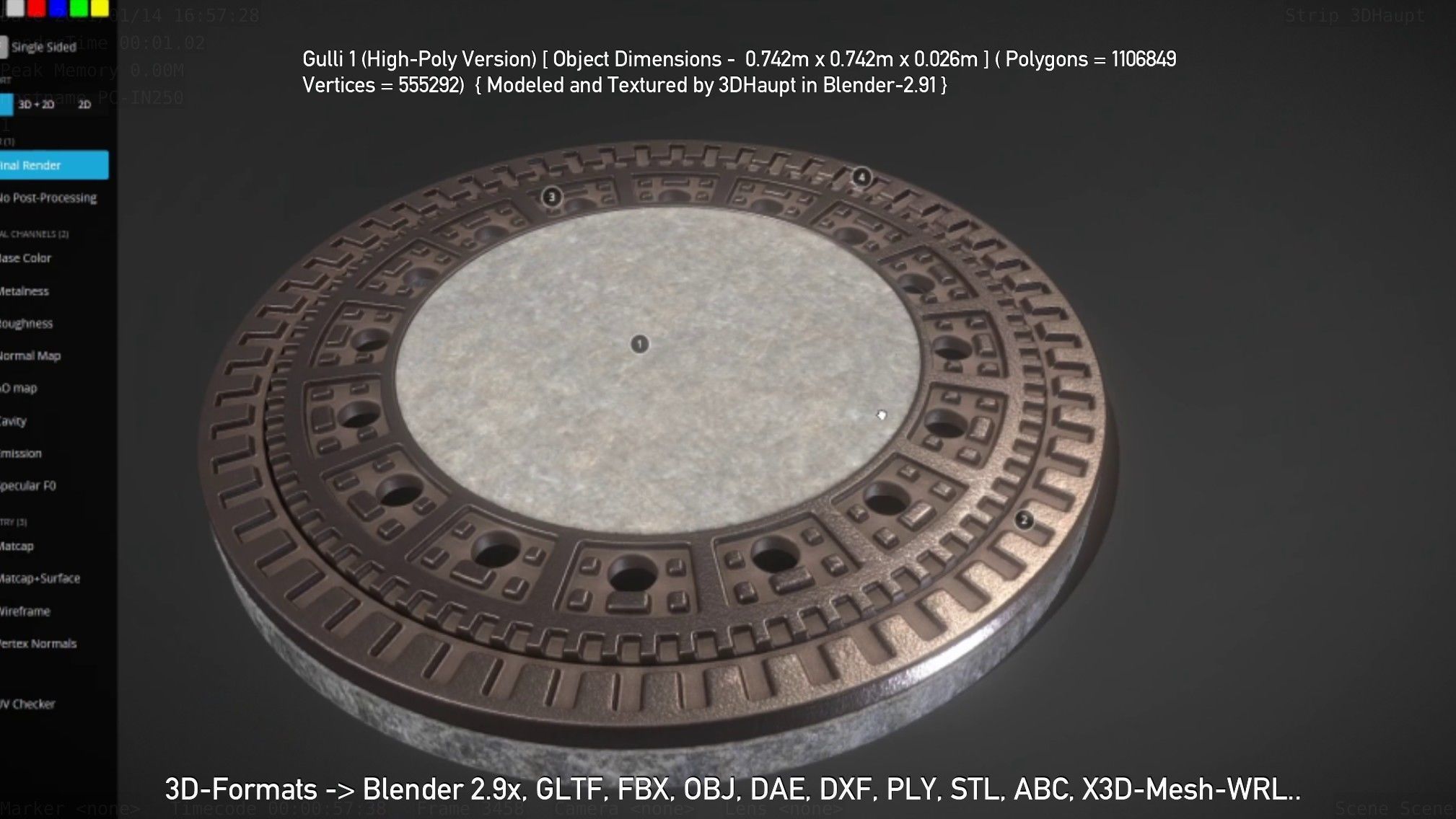 Sewer Cover 1 High-Poly Version 3D model_131