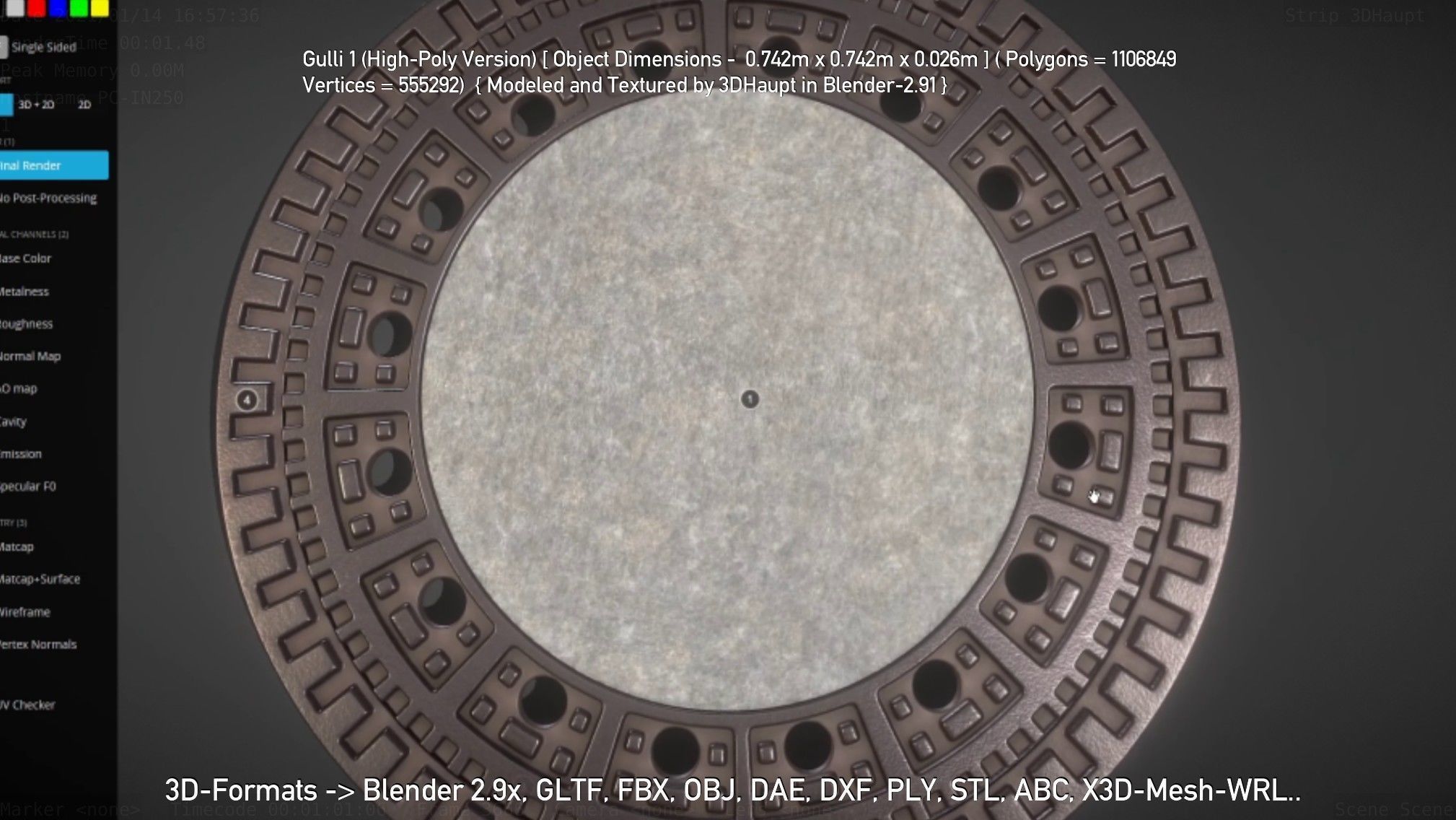 Sewer Cover 1 High-Poly Version 3D model_29