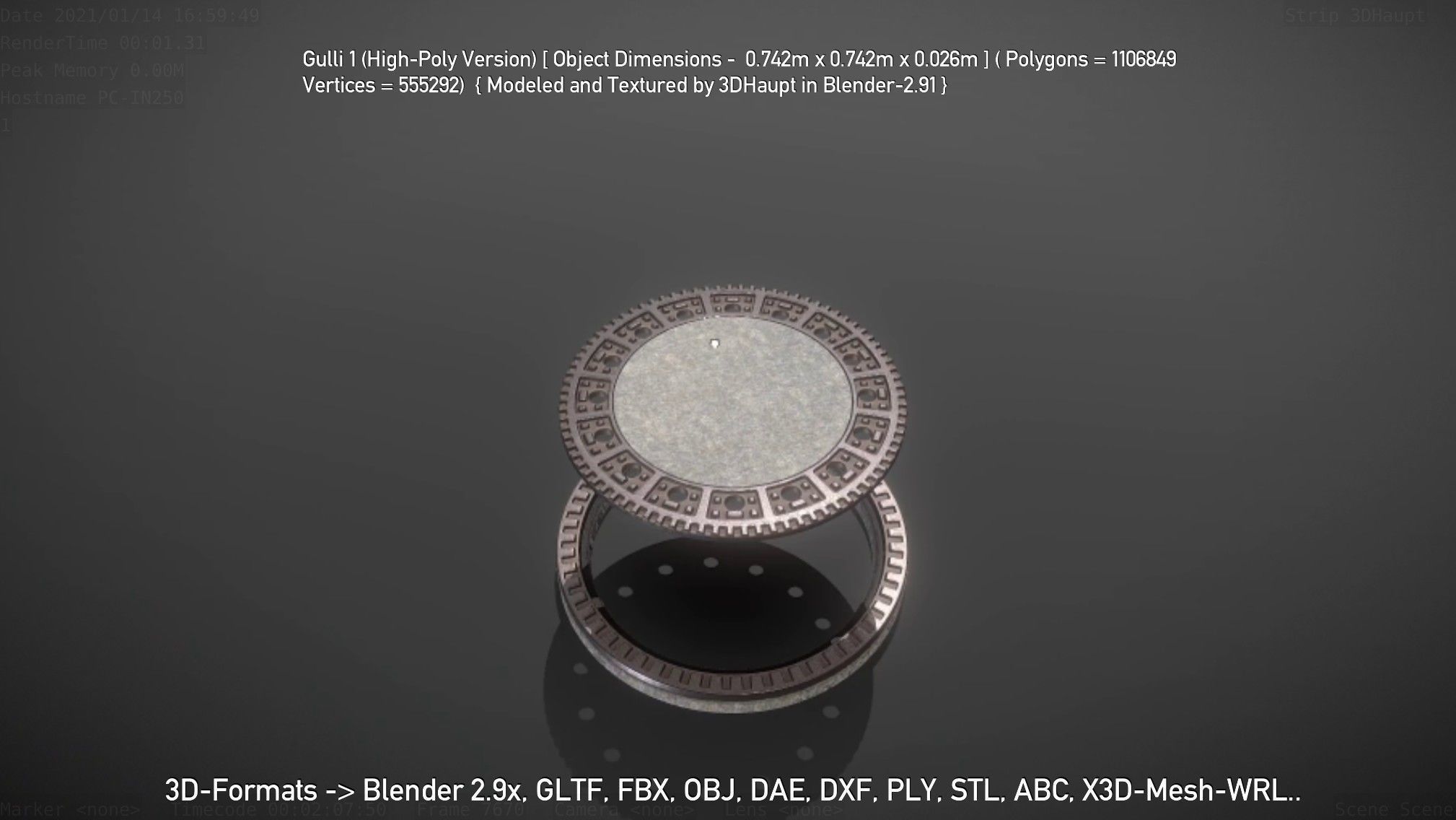 Sewer Cover 1 High-Poly Version 3D model_101