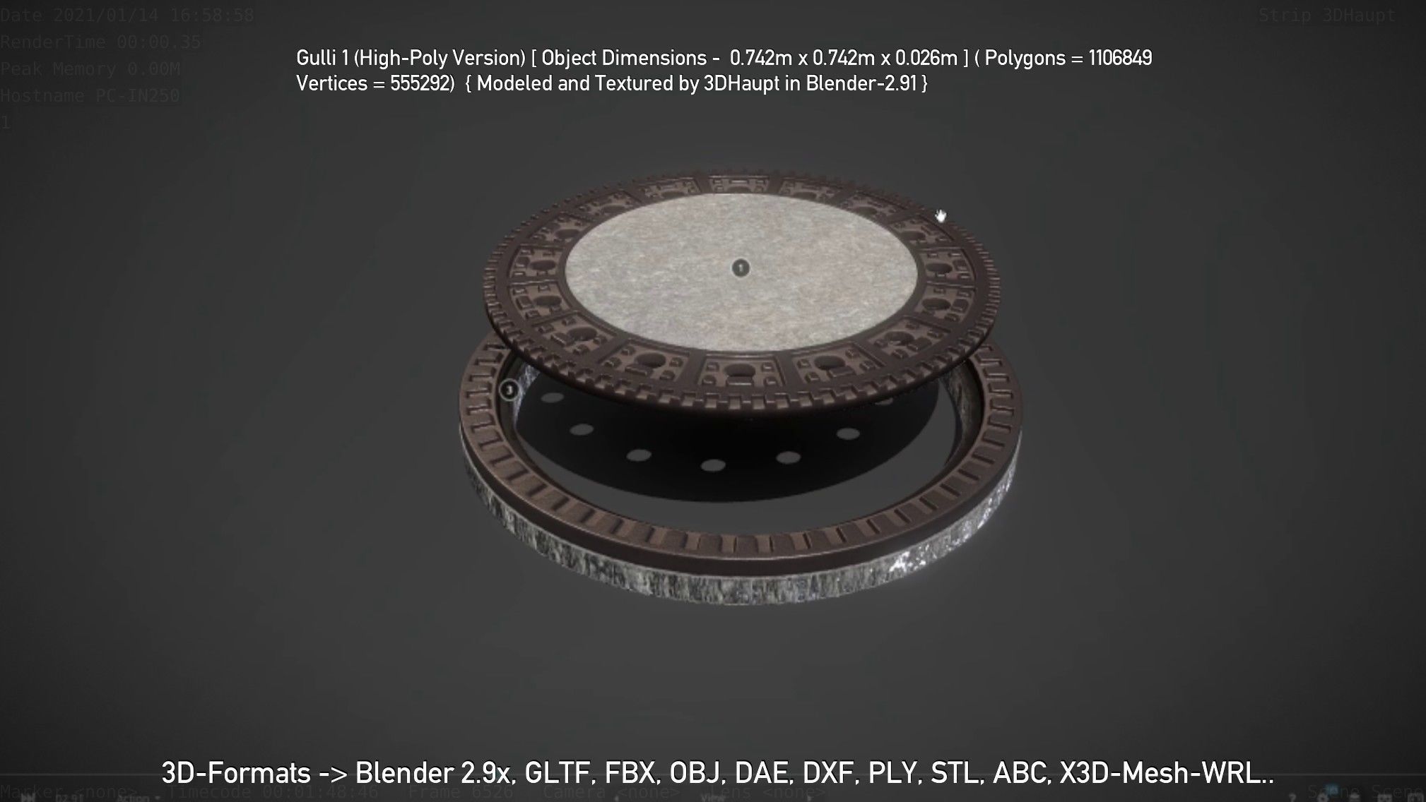 Sewer Cover 1 High-Poly Version 3D model_78