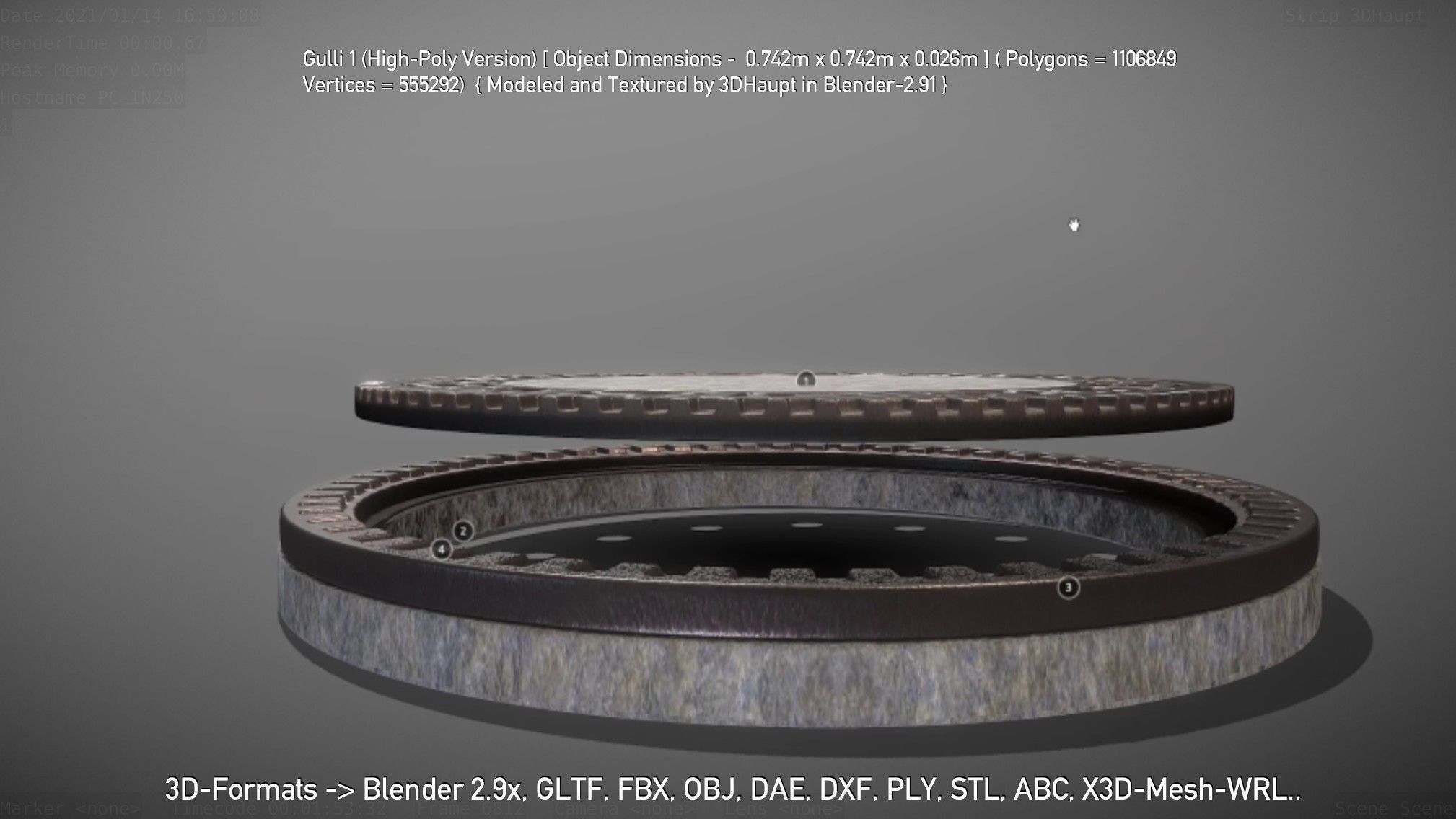 Sewer Cover 1 High-Poly Version 3D model_3