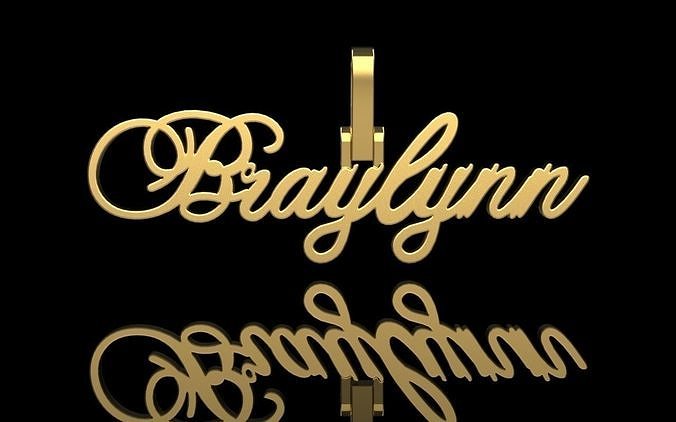 Name pendant Braylynn 3D print model
