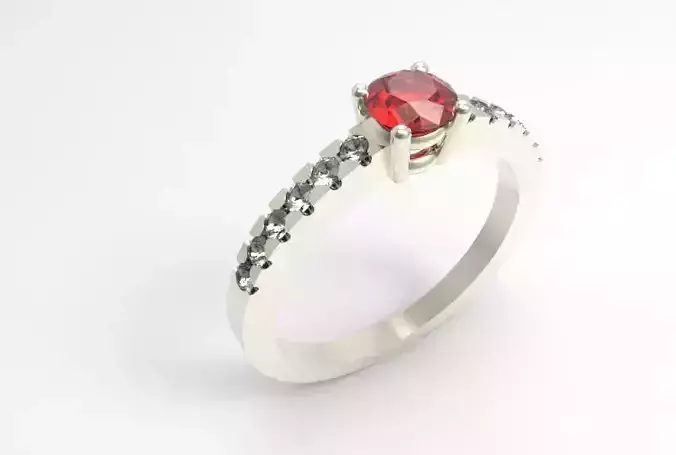 solitaire ring with embedded shank 3D print model
